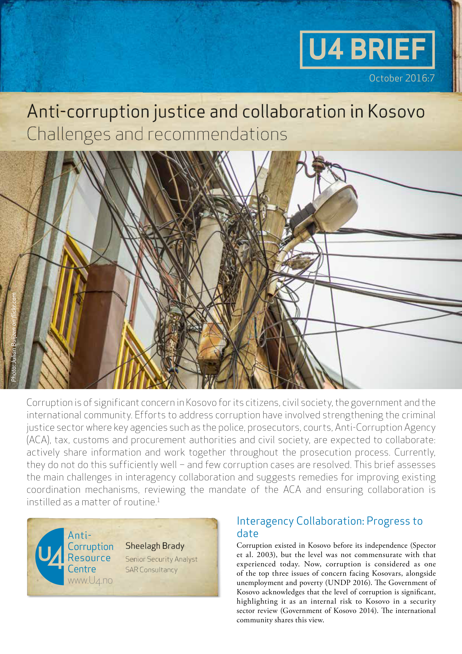 Anti-corruption justice and collaboration in Kosovo: Challenges and recommendations