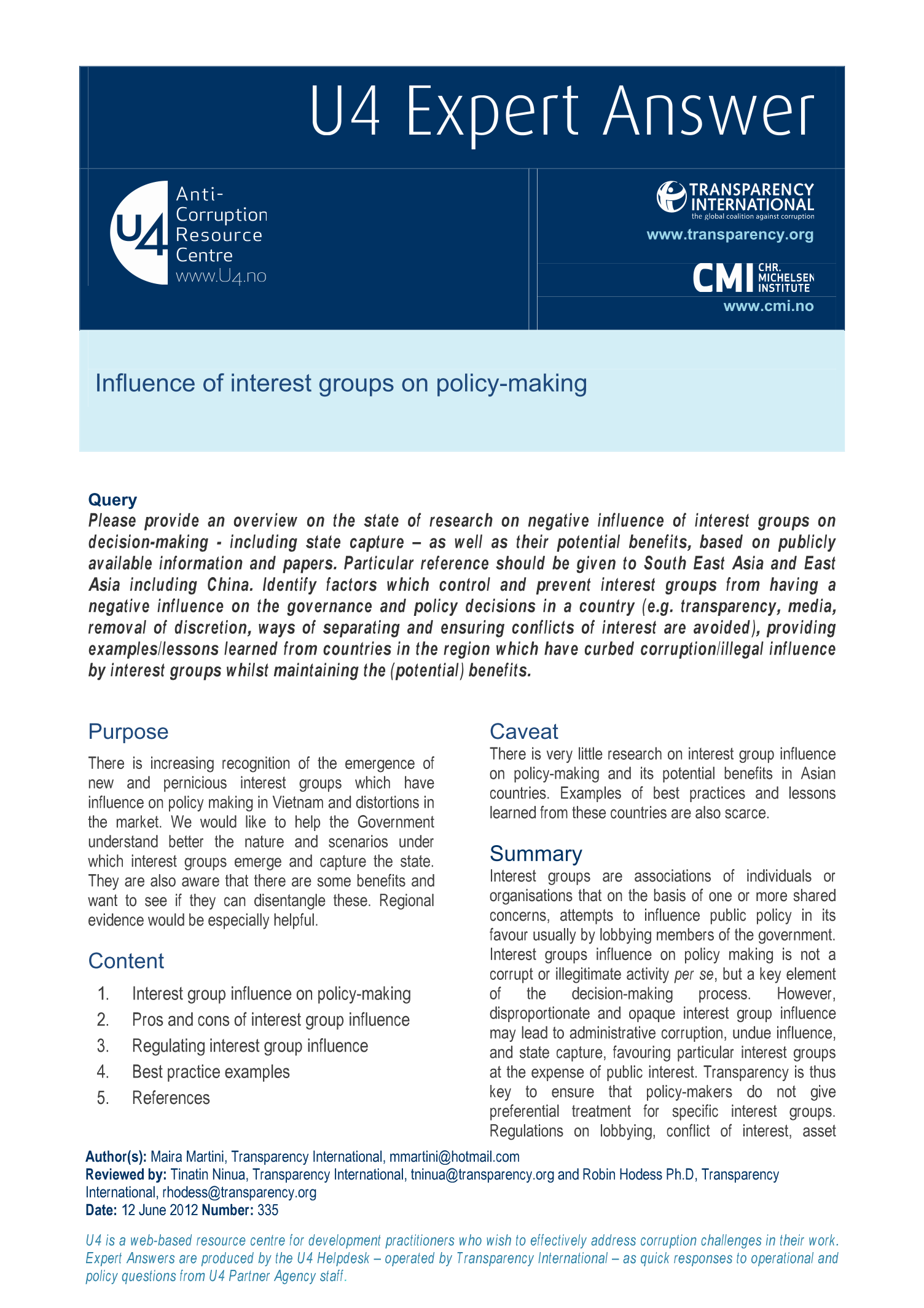 Influence of interest groups on policy-making