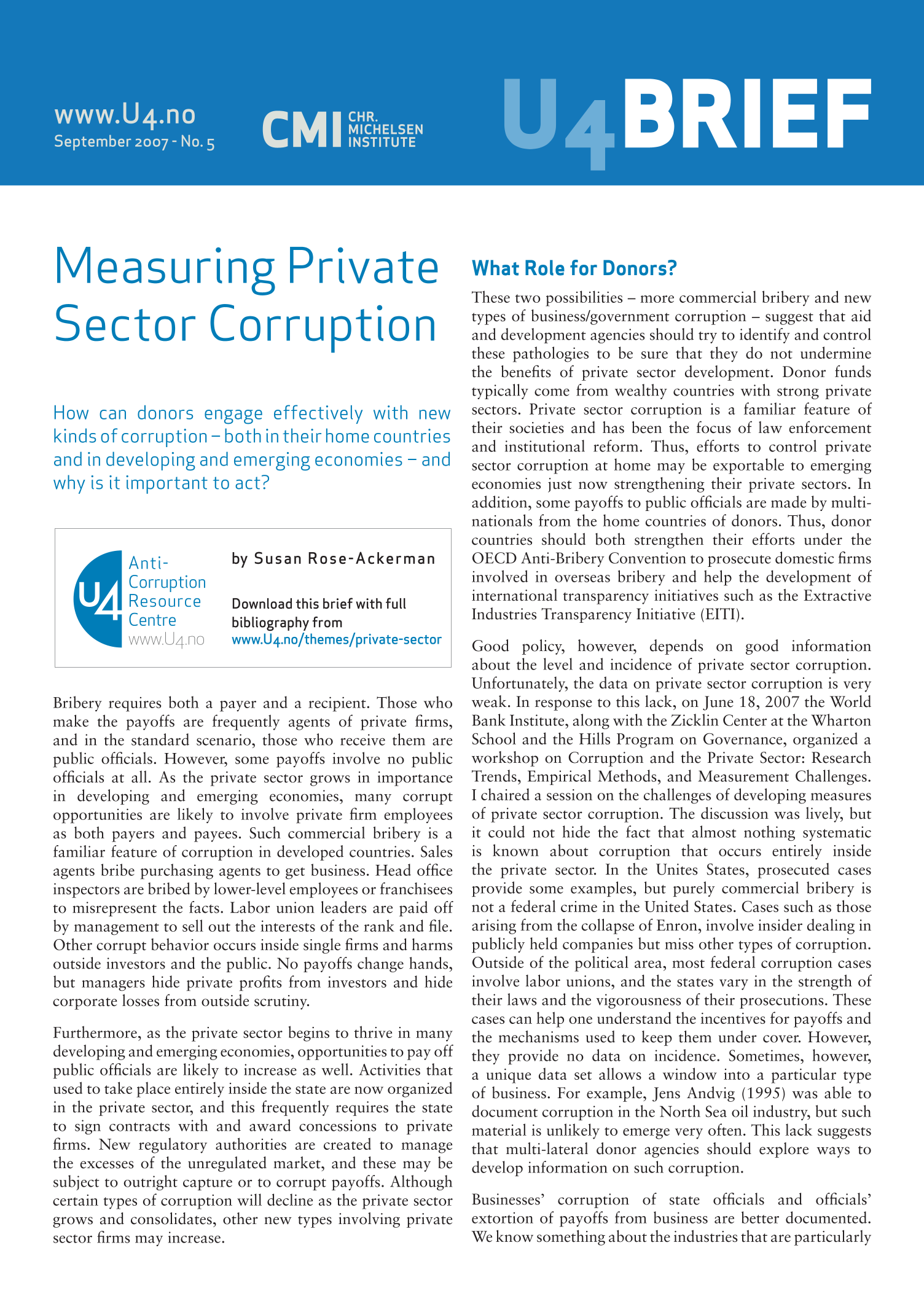 Measuring private sector corruption
