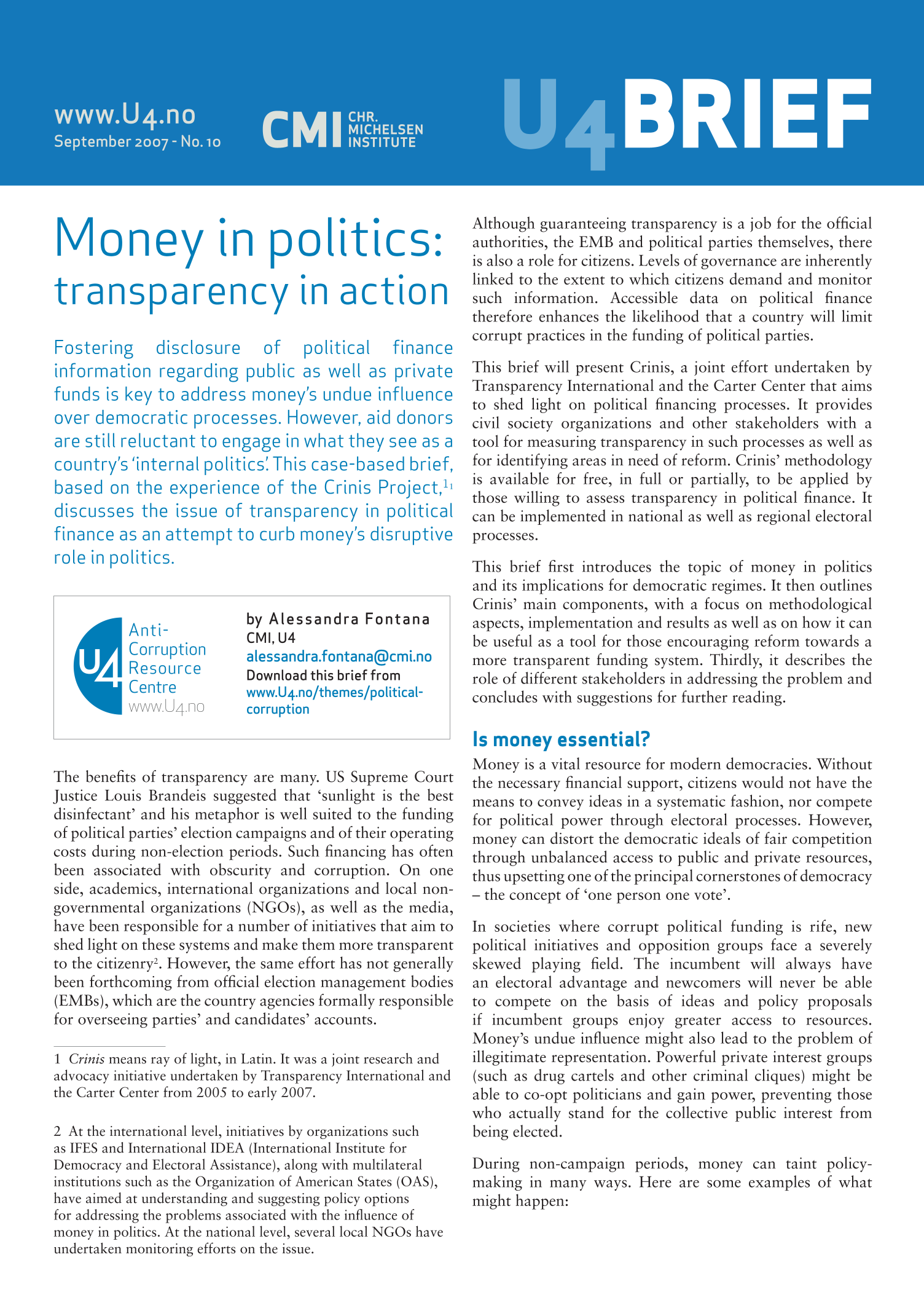 Money in politics: Transparency in action