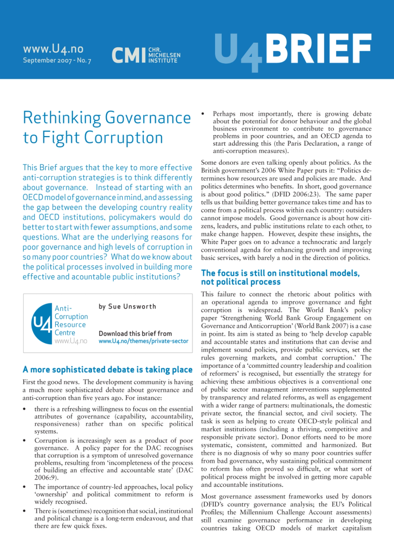 Rethinking governance to fight corruption
