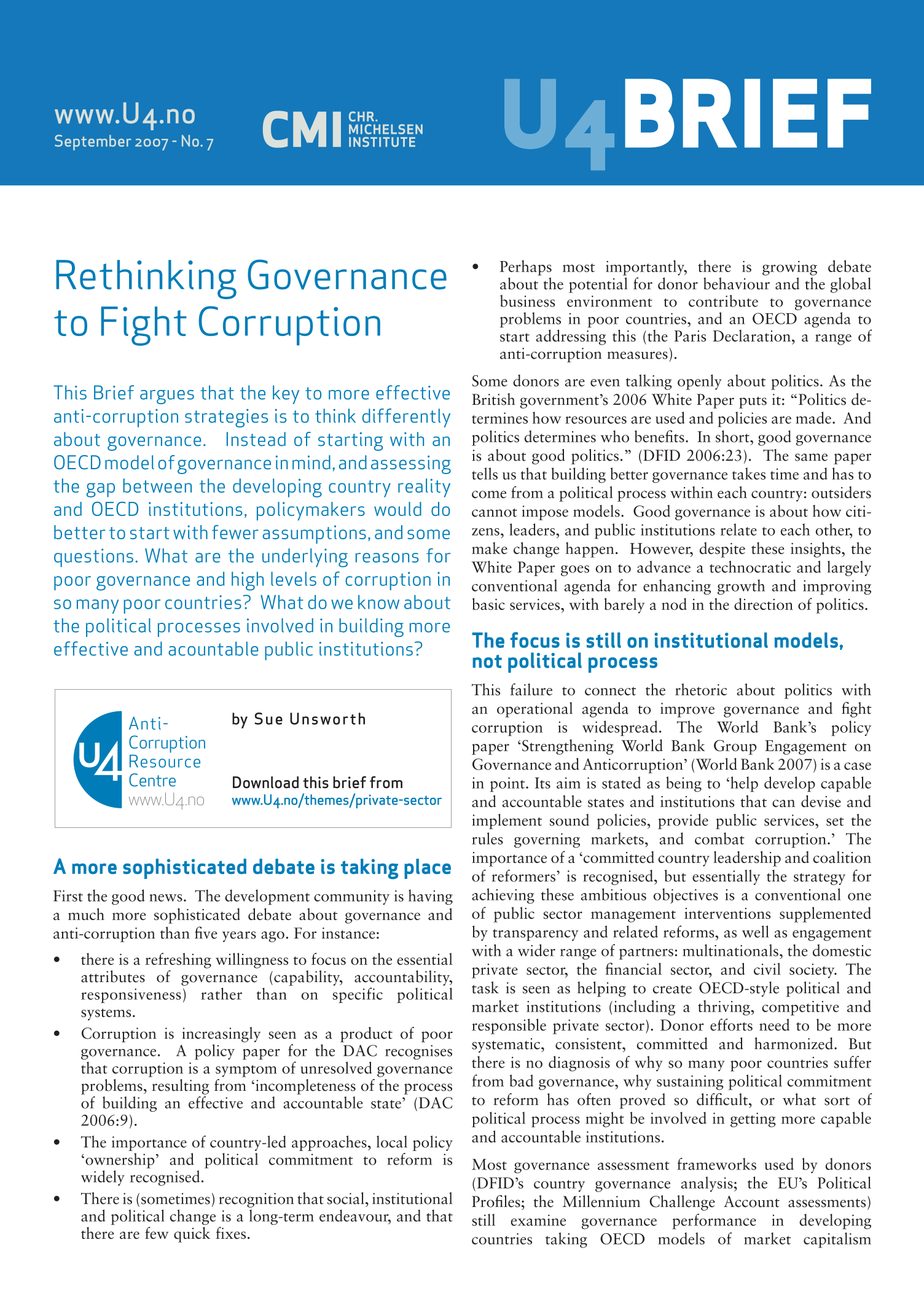 Rethinking governance to fight corruption