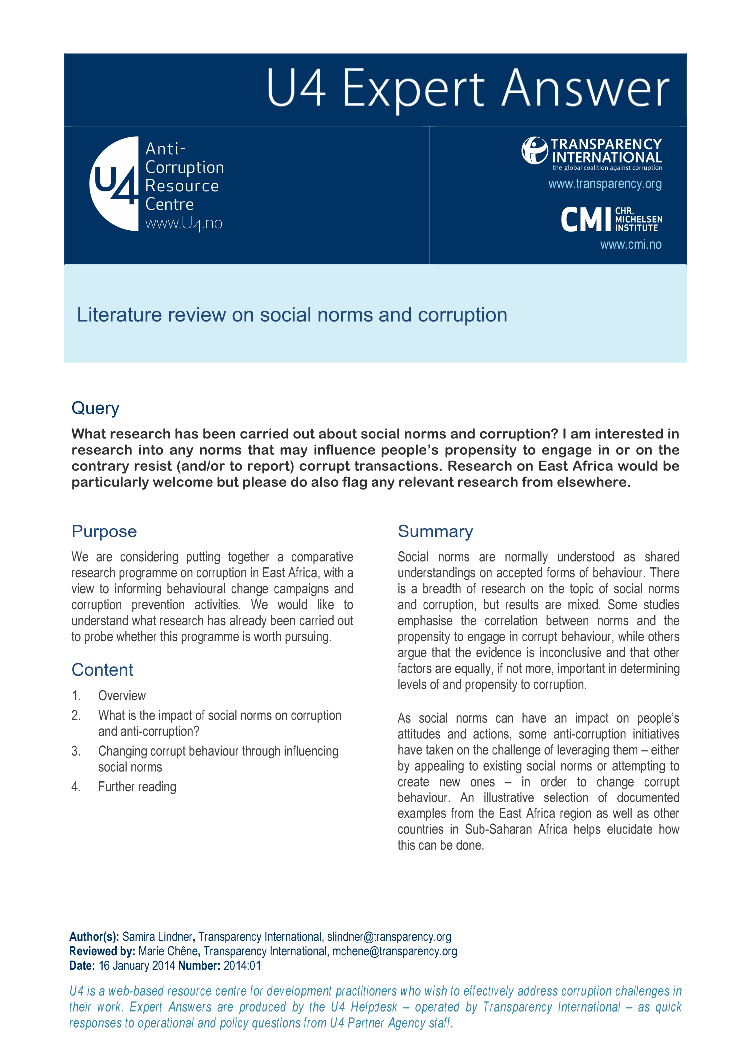 Literature review on social norms and corruption