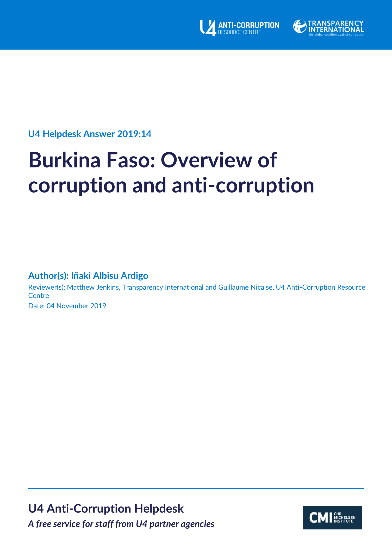 Burkina Faso: Overview of corruption and anti-corruption