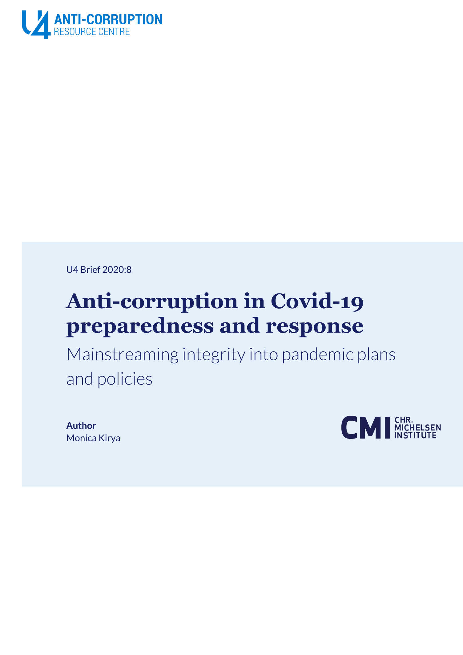 Anti-corruption in Covid-19 preparedness and response