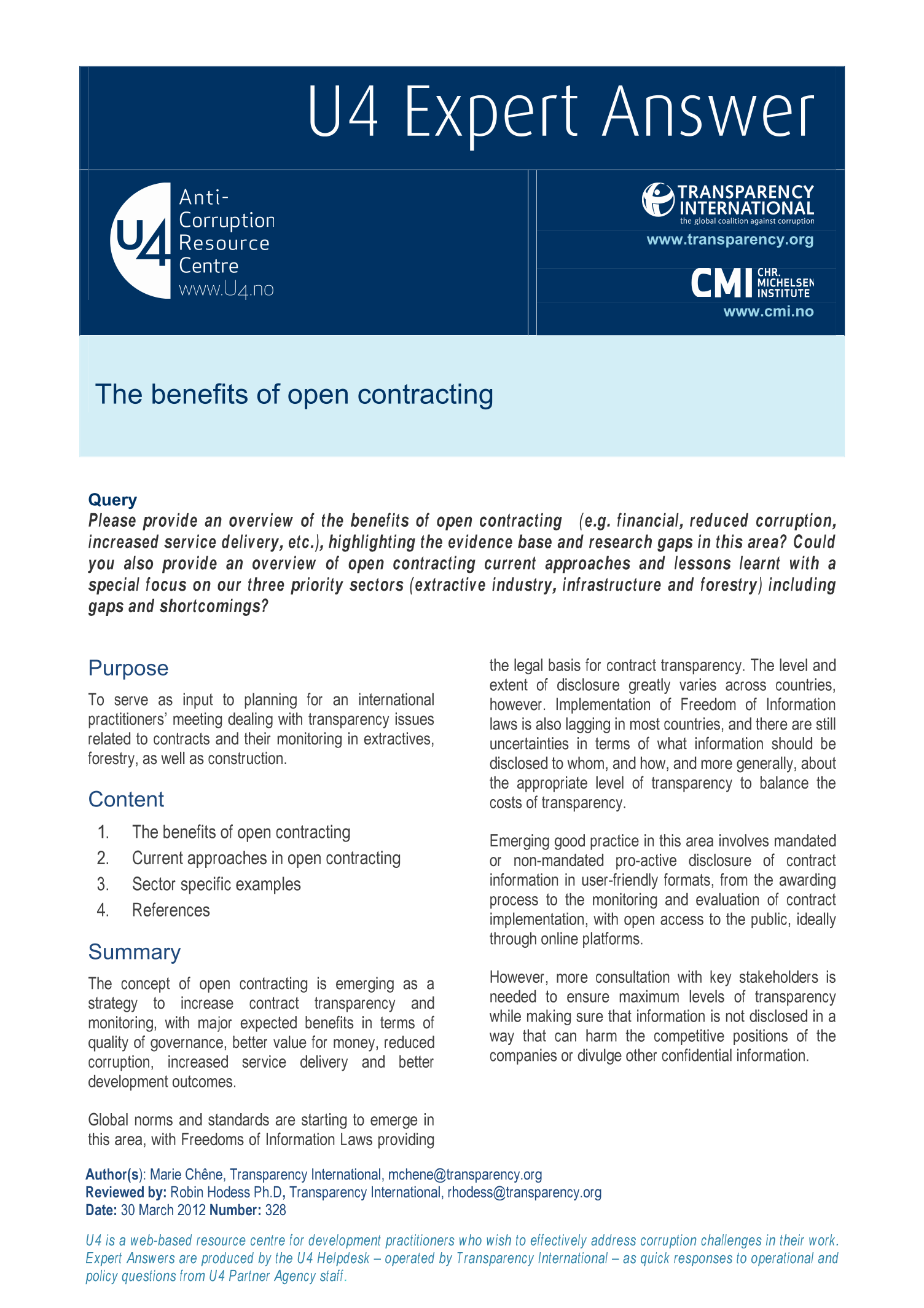 The benefits of open contracting