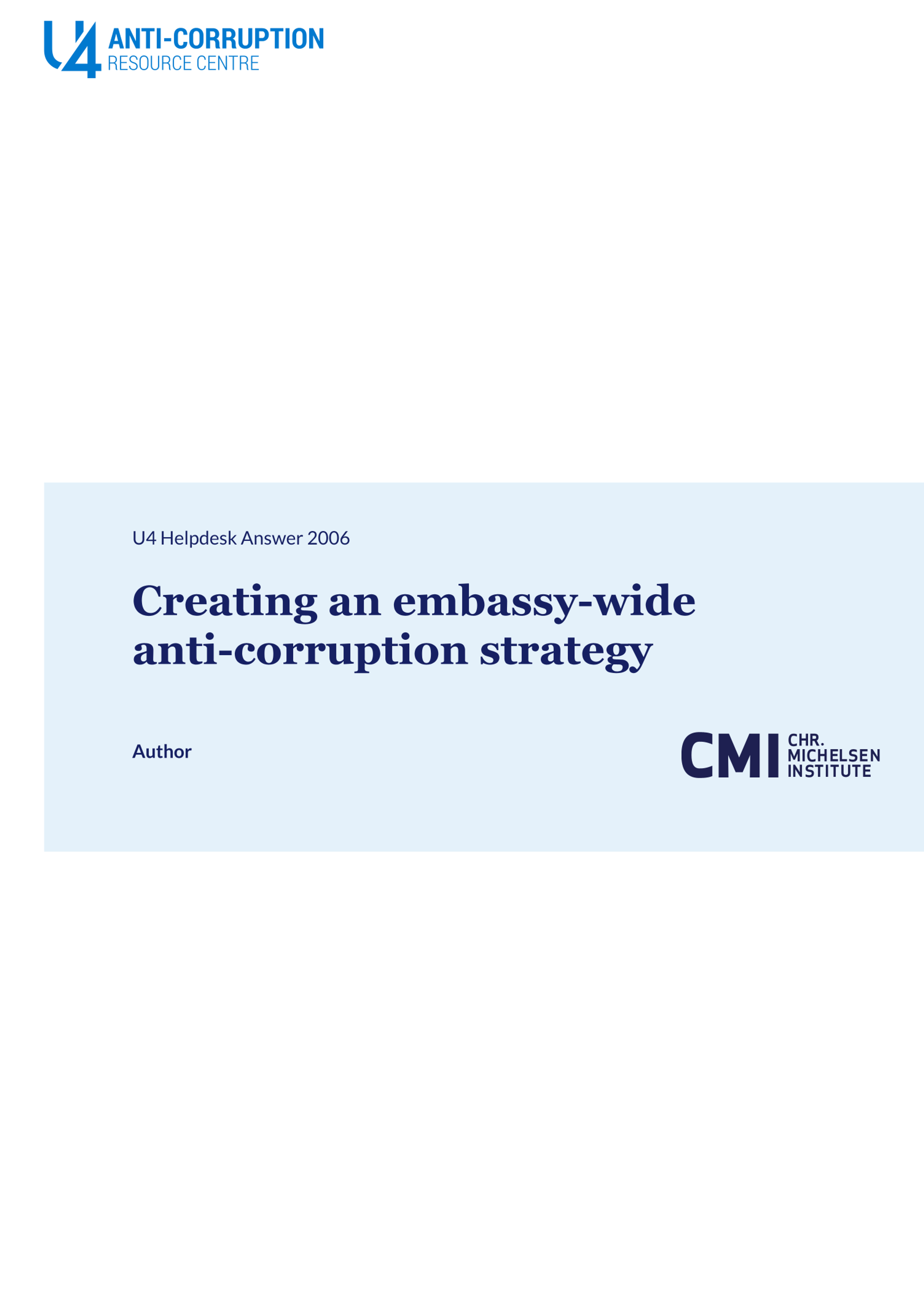 Creating an embassy-wide anti-corruption strategy 