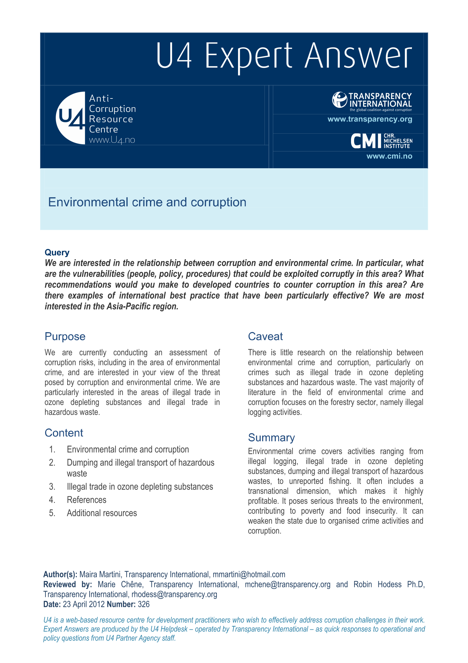 Environmental crime and corruption