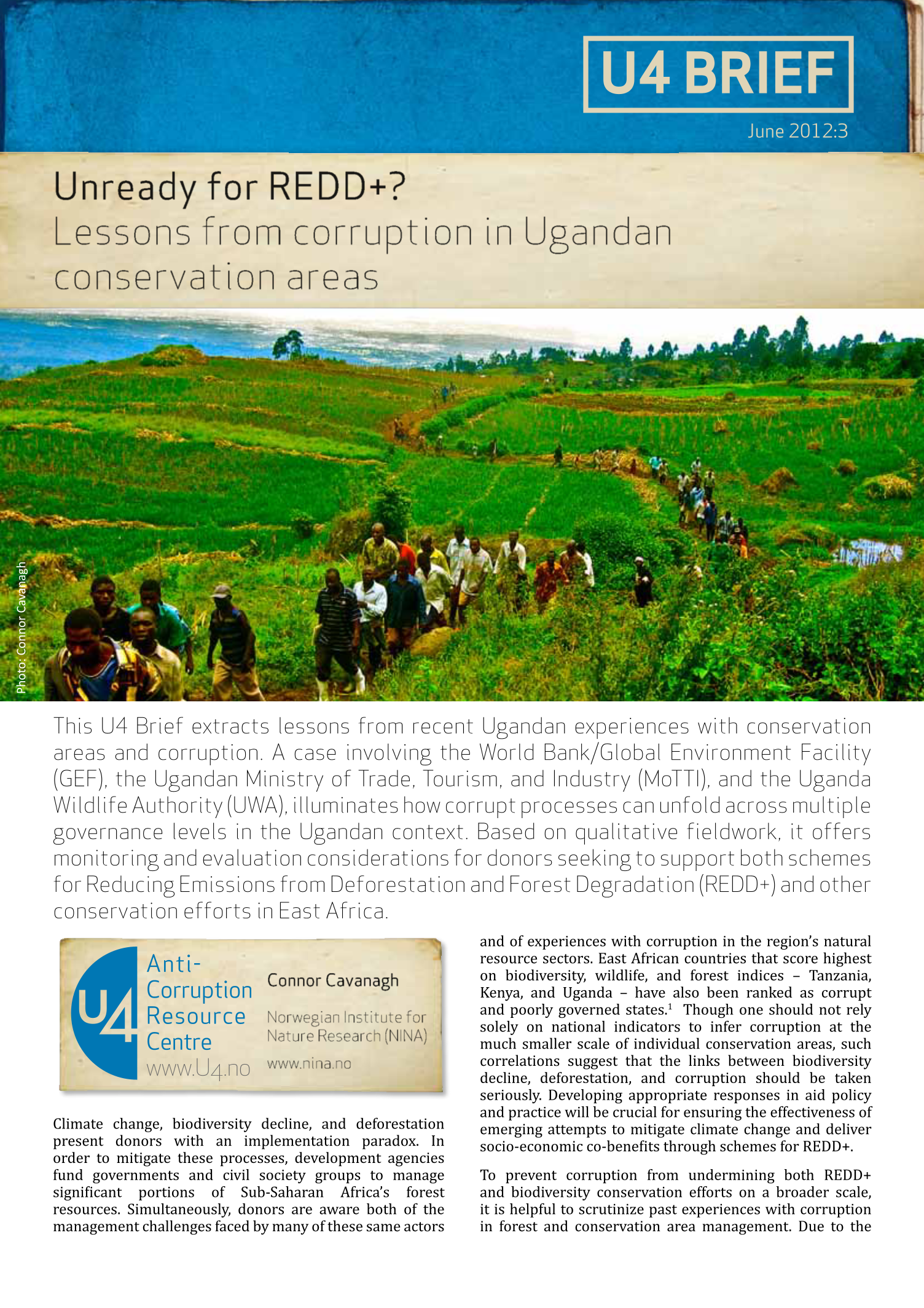 Unready for REDD+? Lessons from corruption in Ugandan conservation areas