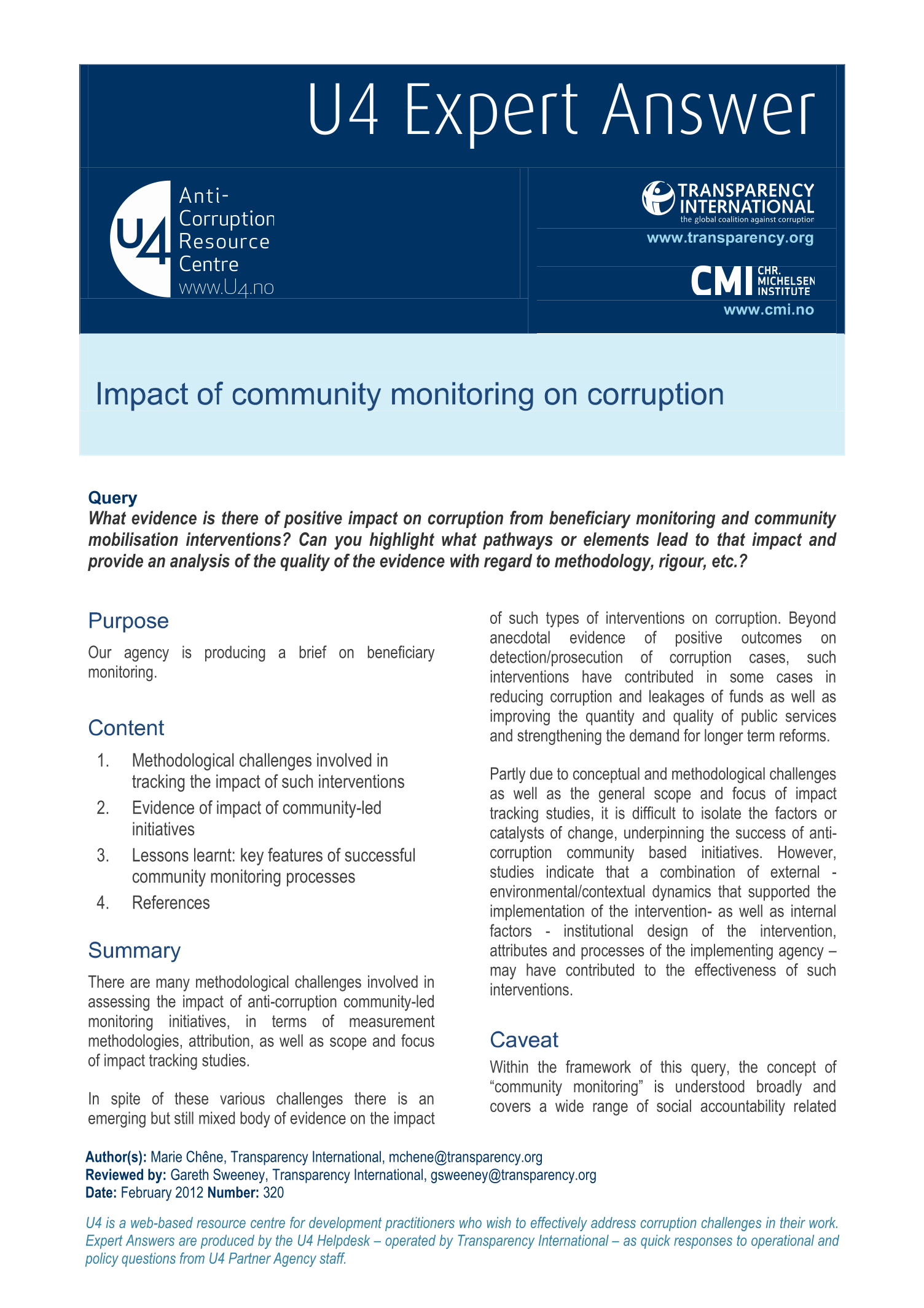 Impact of community monitoring on corruption