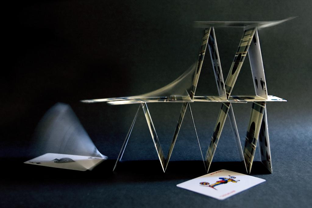 A house of cards, falling down