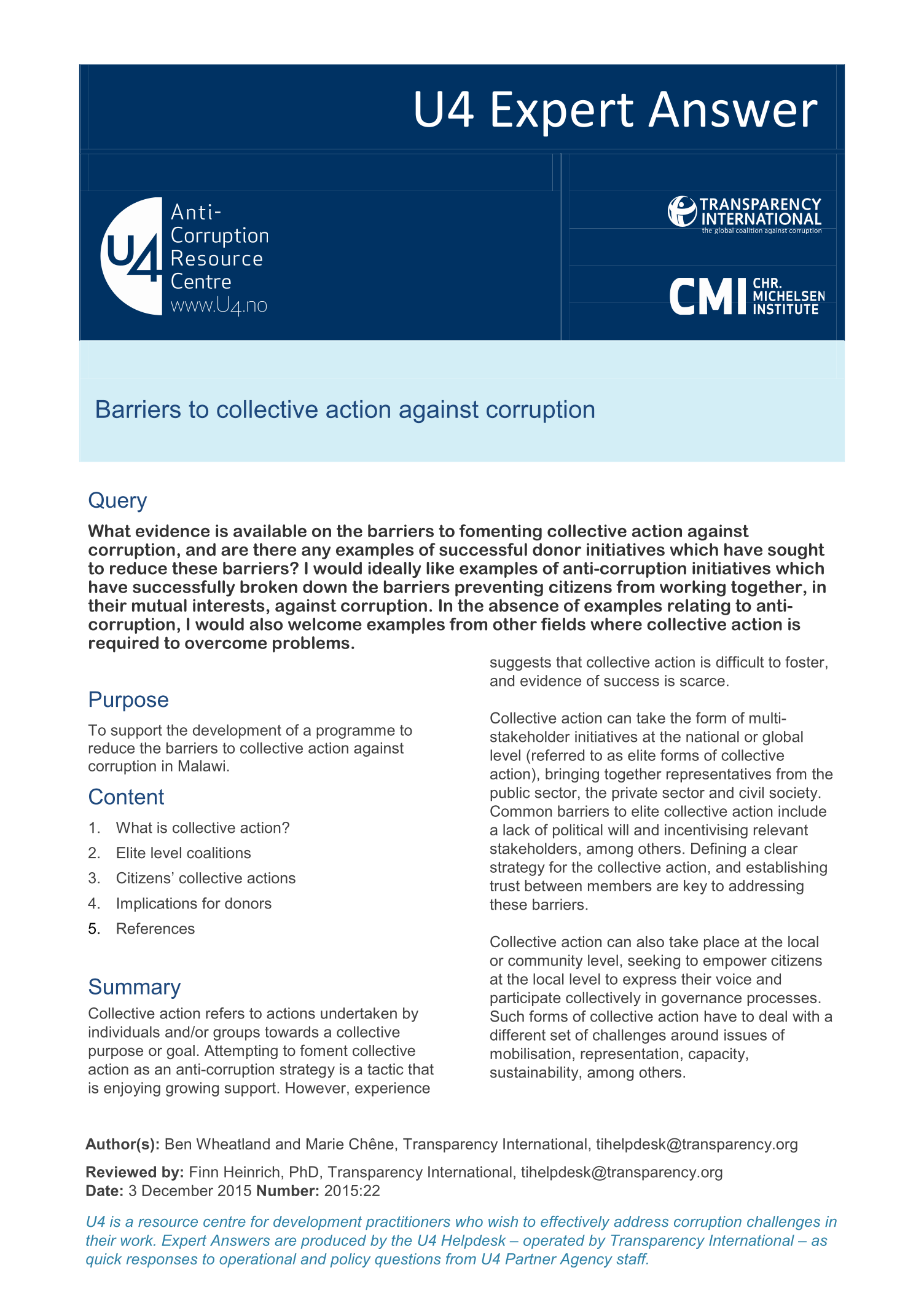 Barriers to collective action against corruption