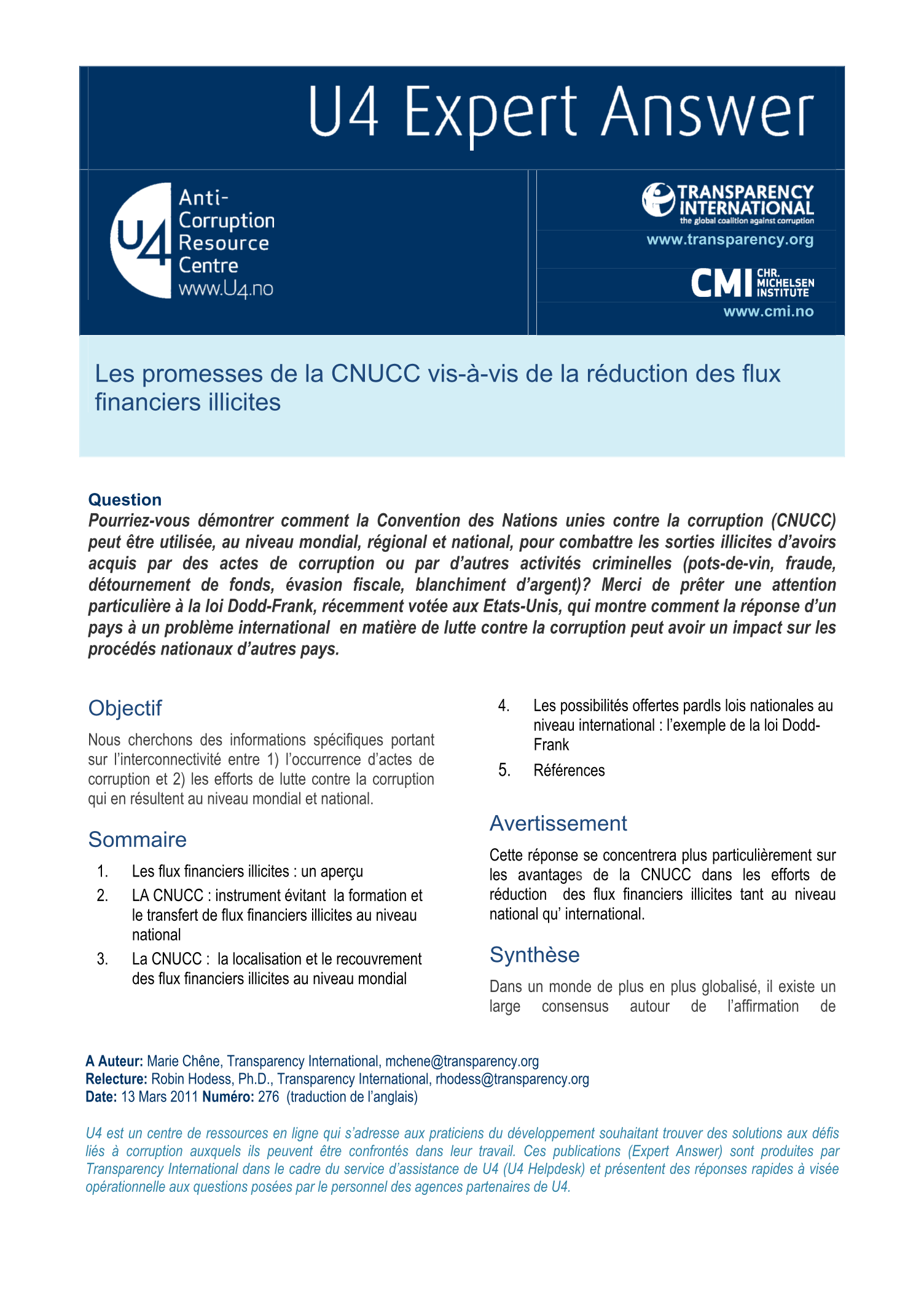 Les promesses de la CNUCC vis-à-vis de la réduction des flux financiers illicites