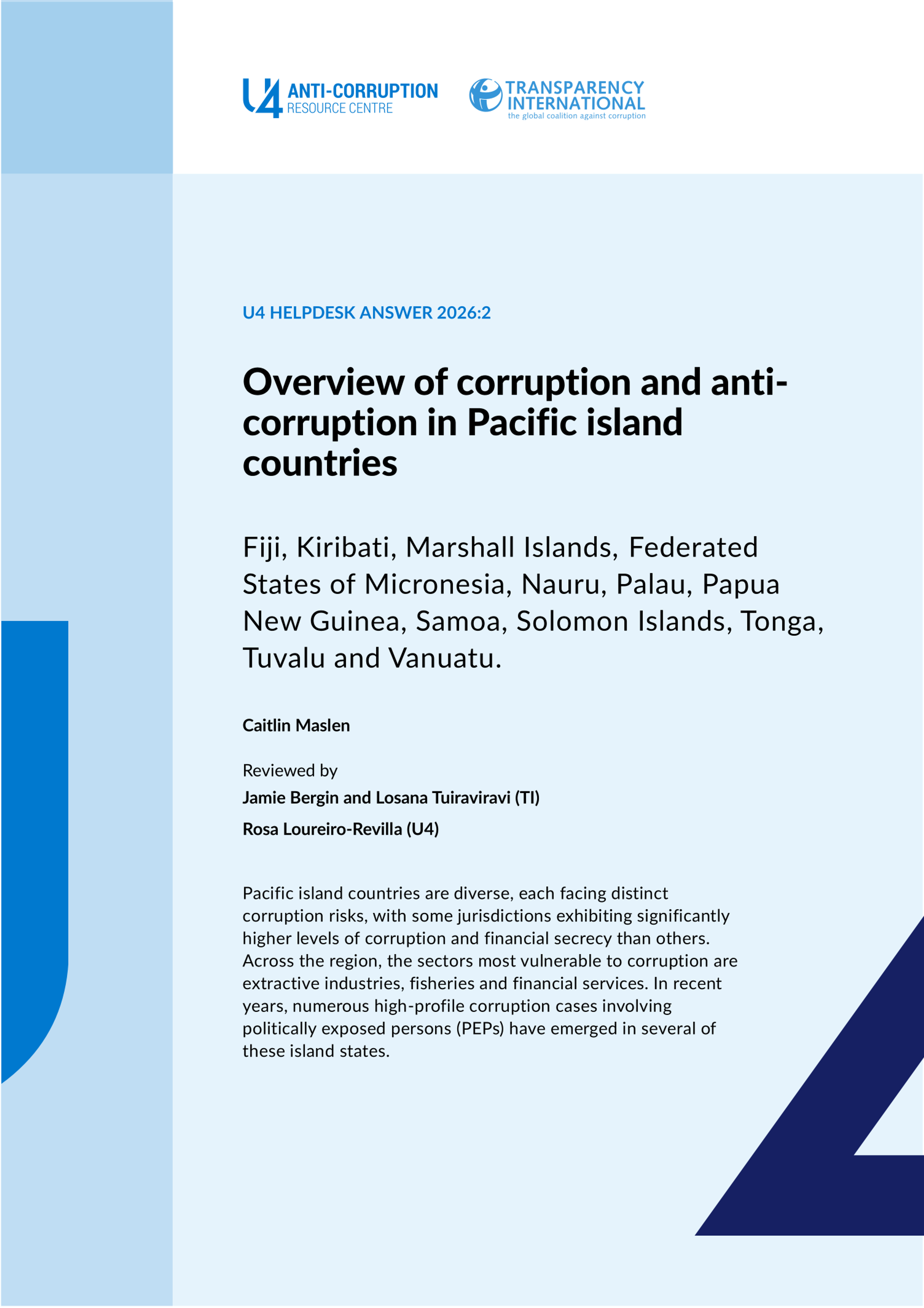 Overview of corruption and anti-corruption in Pacific island countries