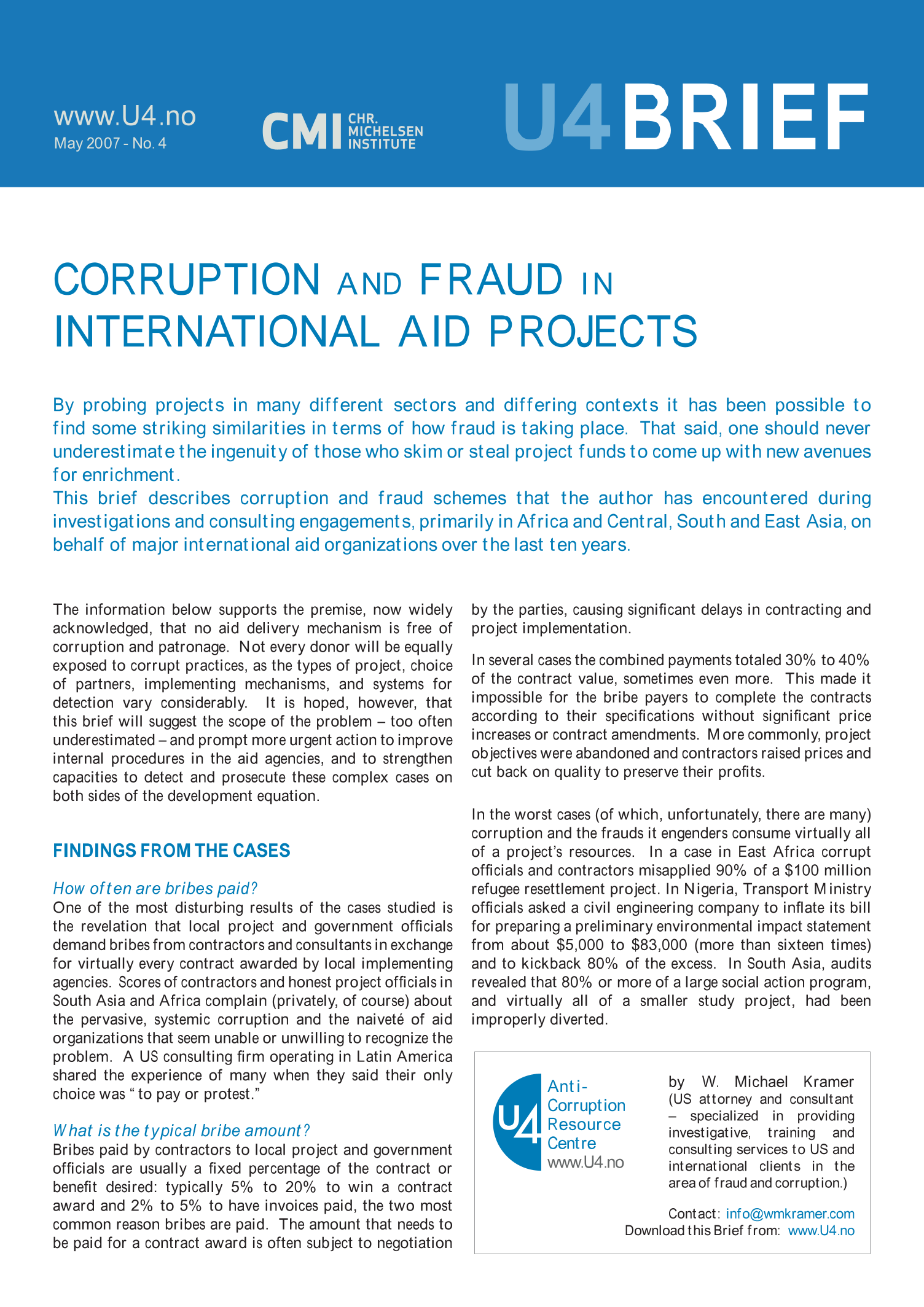 Corruption and fraud in international aid projects