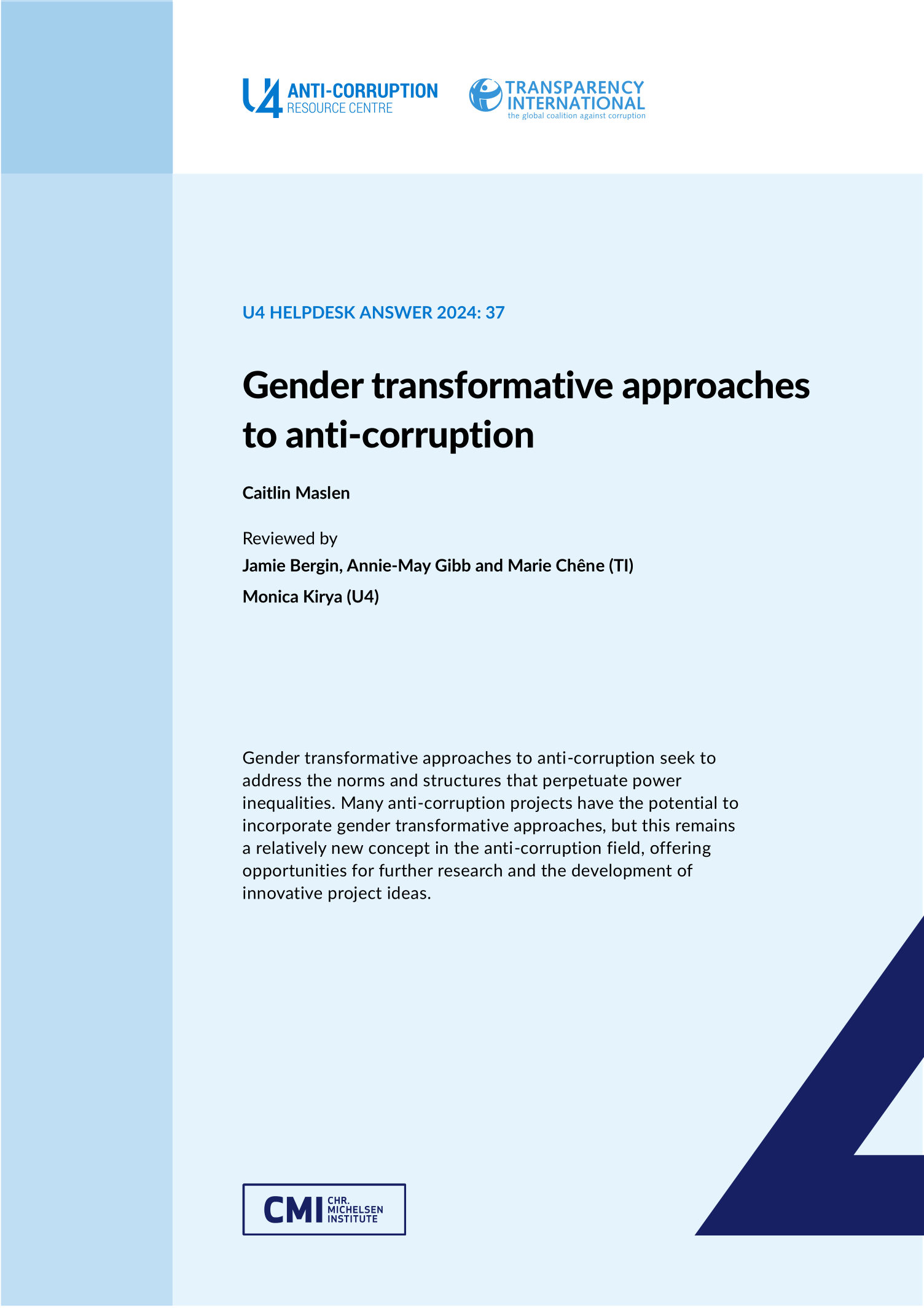 Gender transformative approaches to anti-corruption
