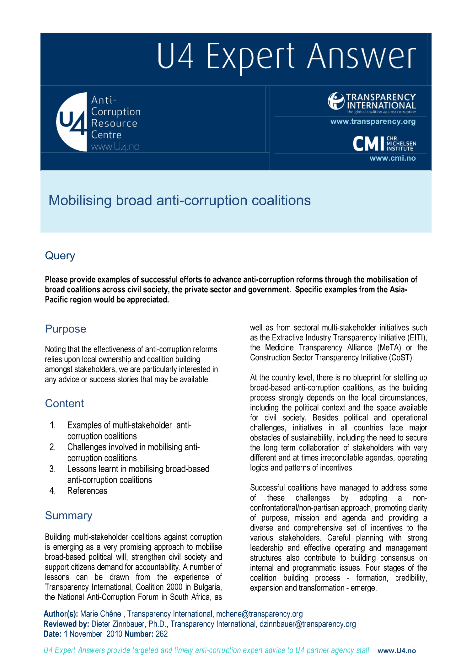 Mobilising broad anti-corruption coalitions