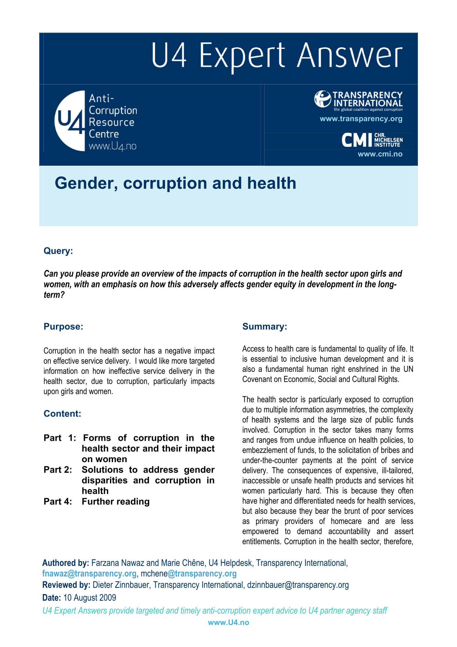 Gender, corruption and health