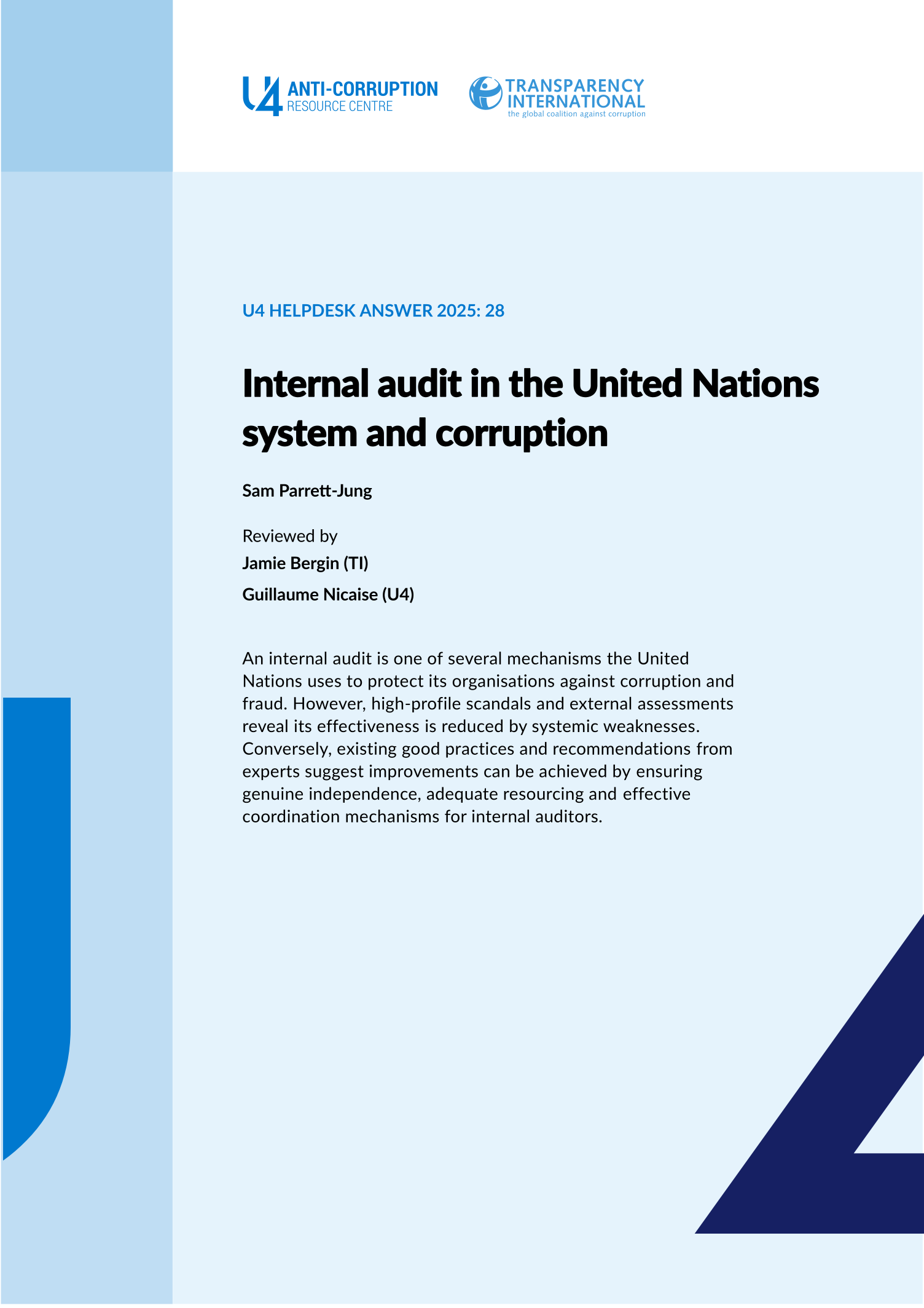 Internal audit in the United Nations system and corruption