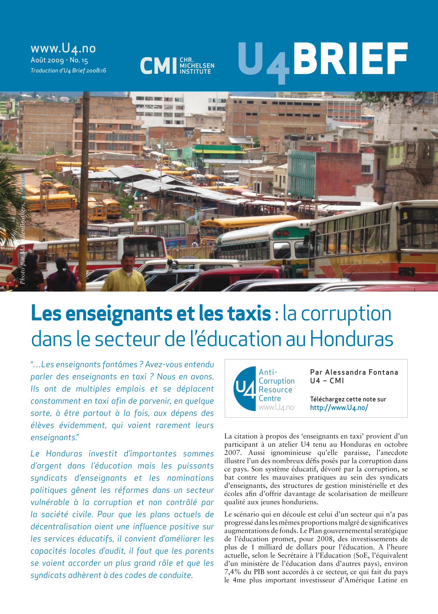Les enseignants et les taxis : la corruption dans le secteur de l'éducation au Honduras