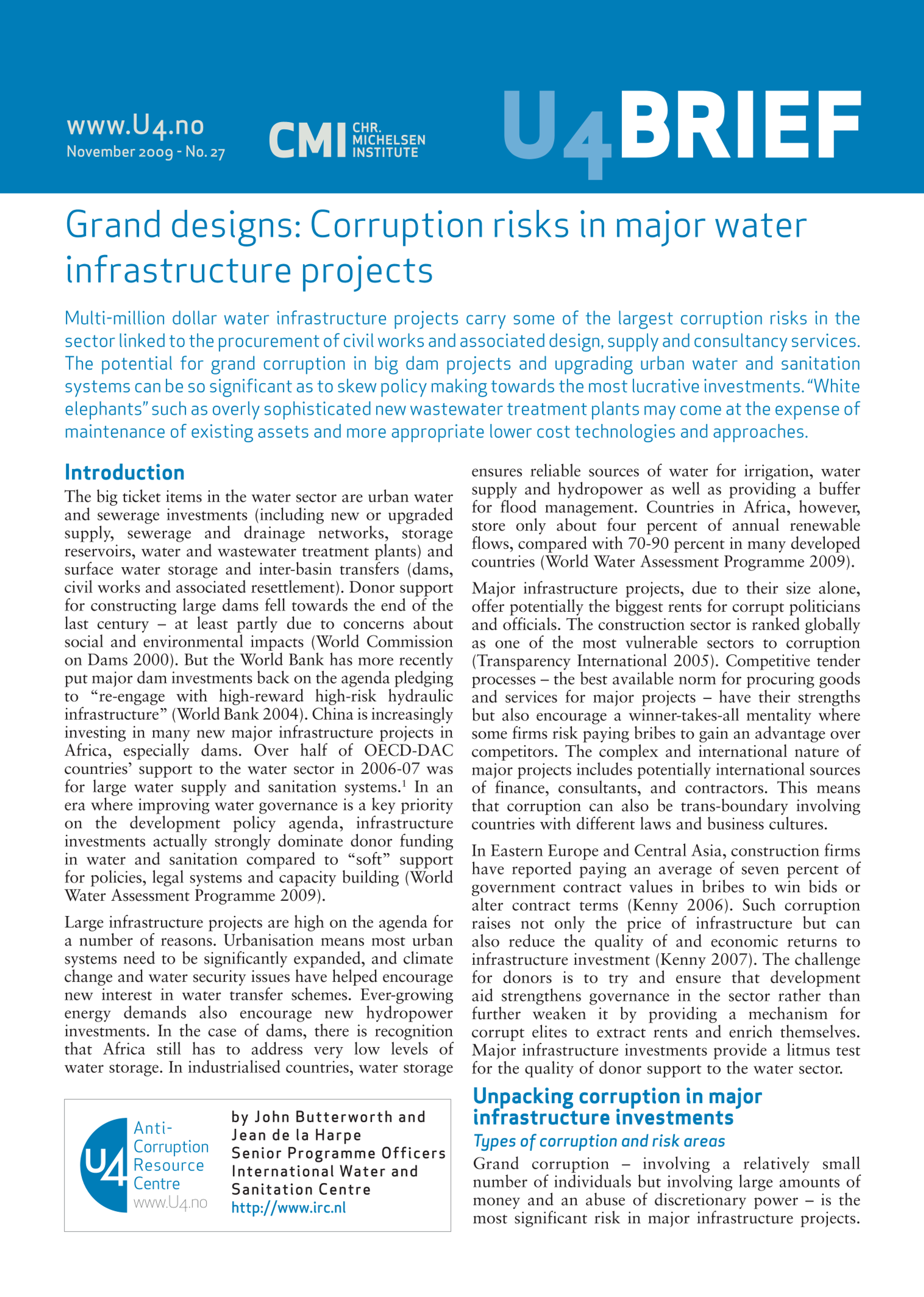 Grand designs: Corruption risks in major water infrastructure projects
