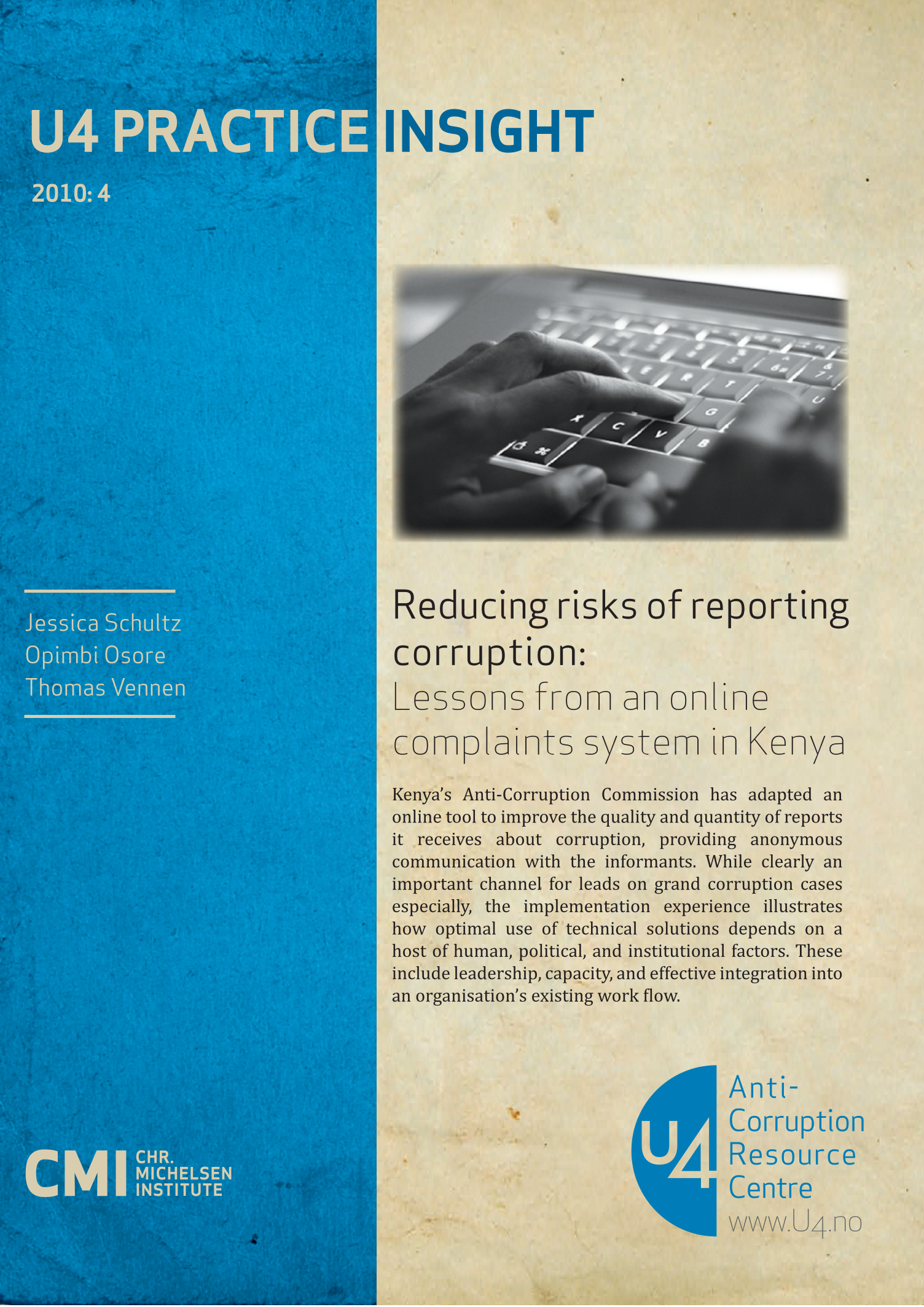 Reducing risks of reporting corruption: Lessons from an online complaints system in Kenya