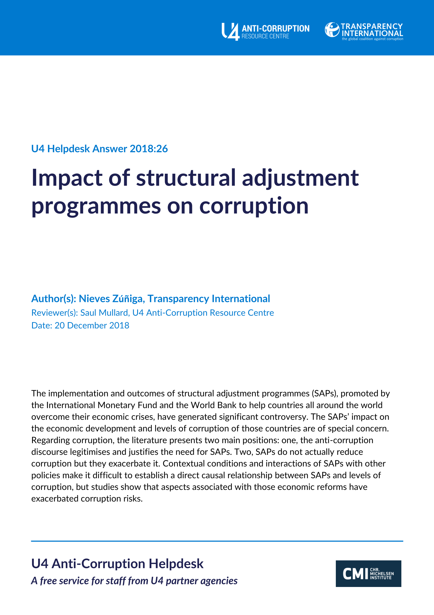 Impact of structural adjustment programmes on corruption