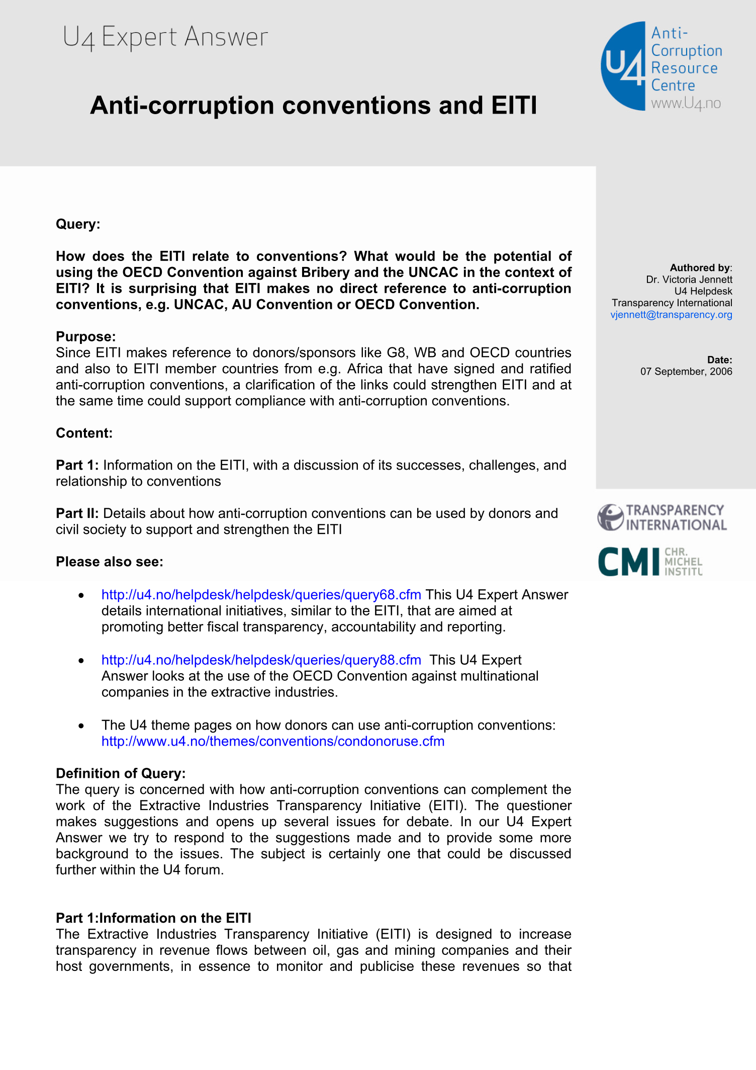 Anti-corruption conventions and EITI