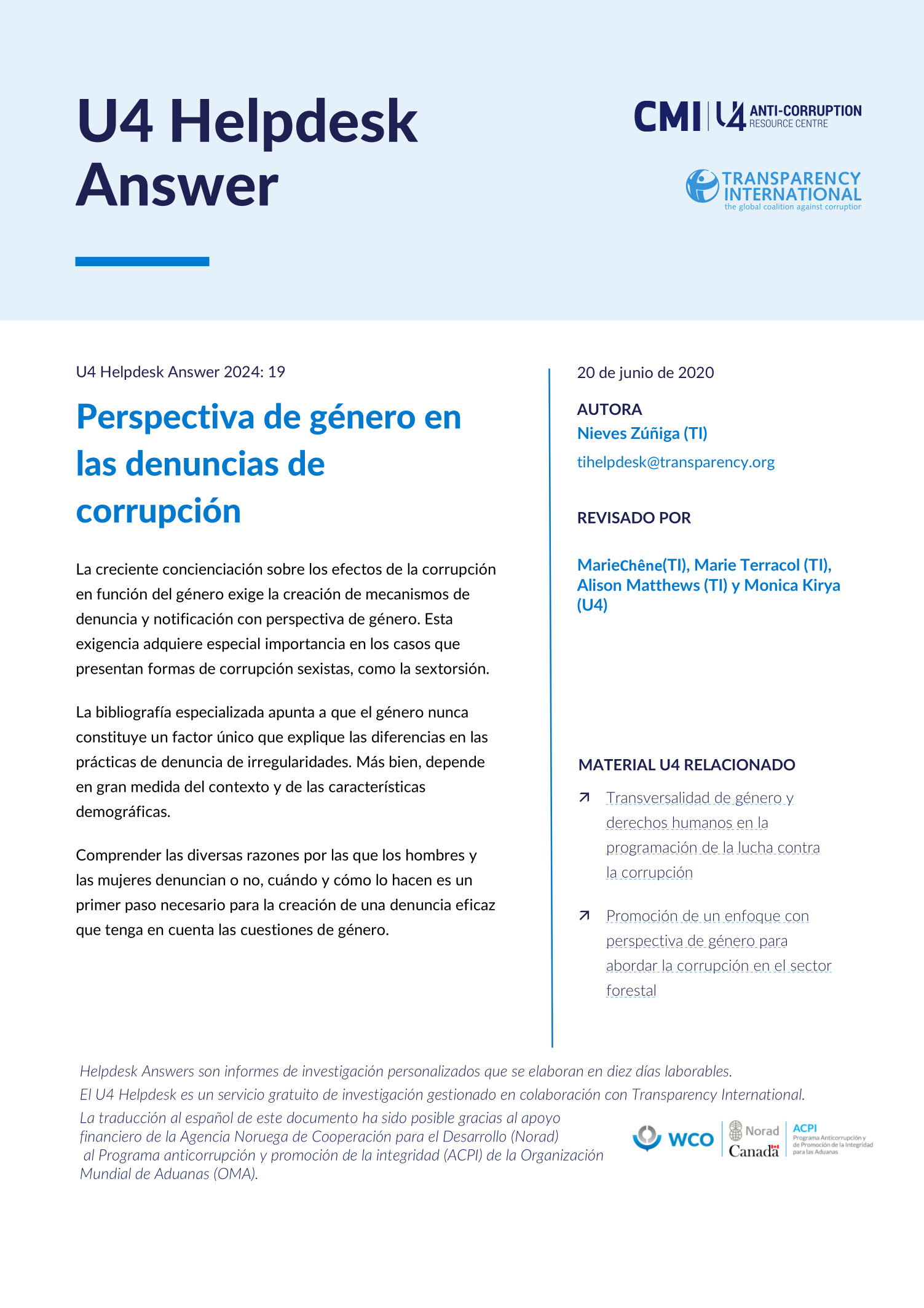 Perspectiva de género en las denuncias de corrupción