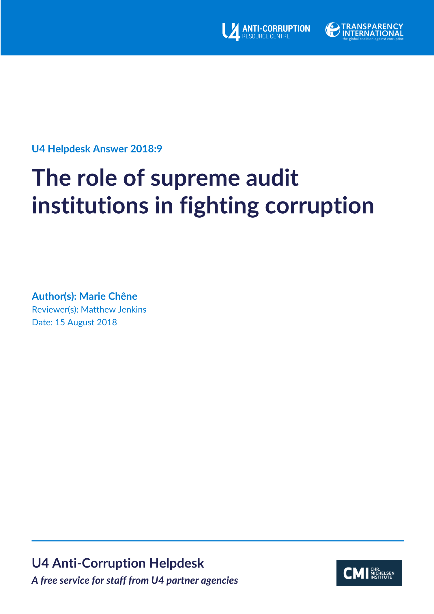 The role of supreme audit institutions in fighting corruption