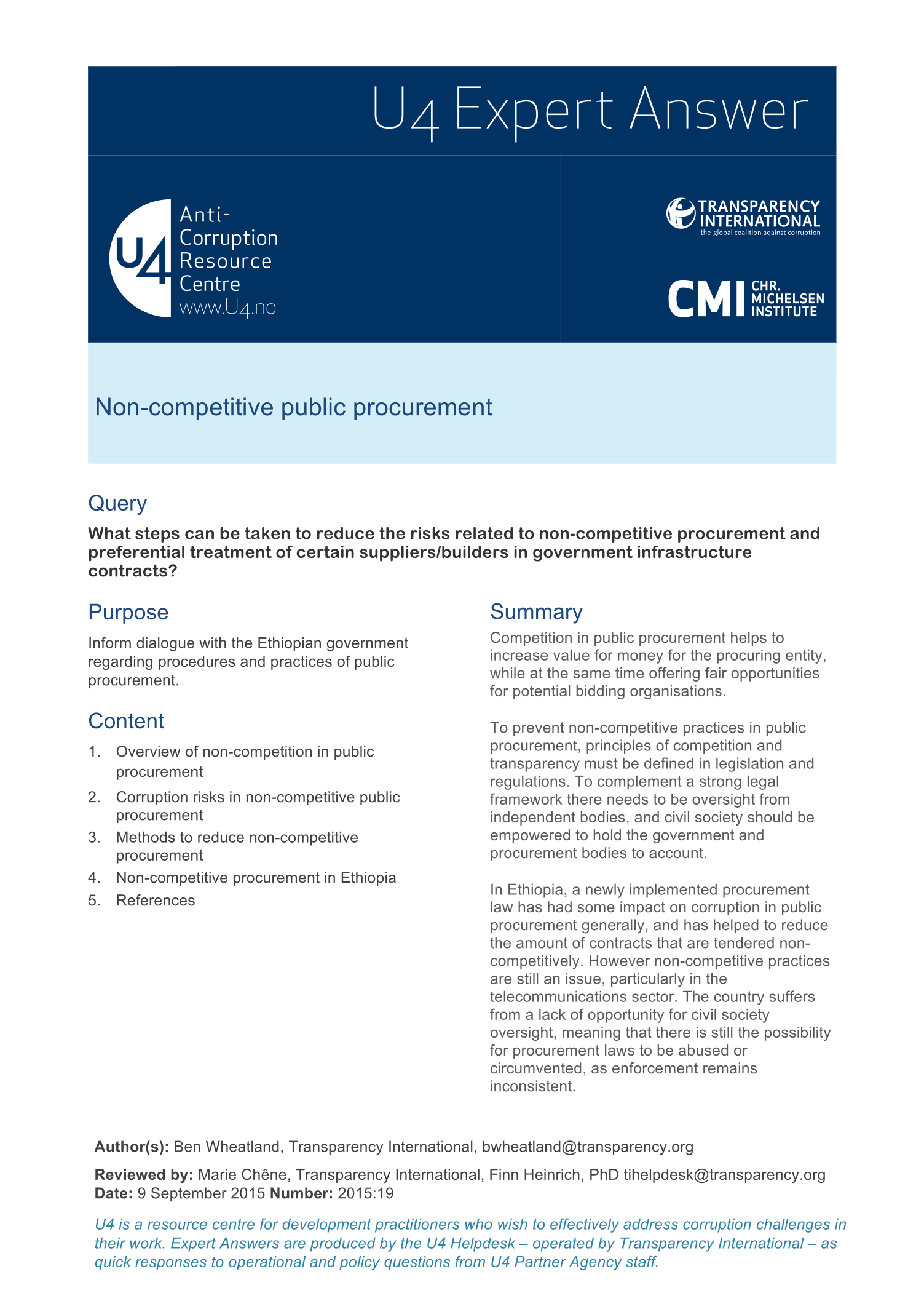 Non-­competitive public procurement