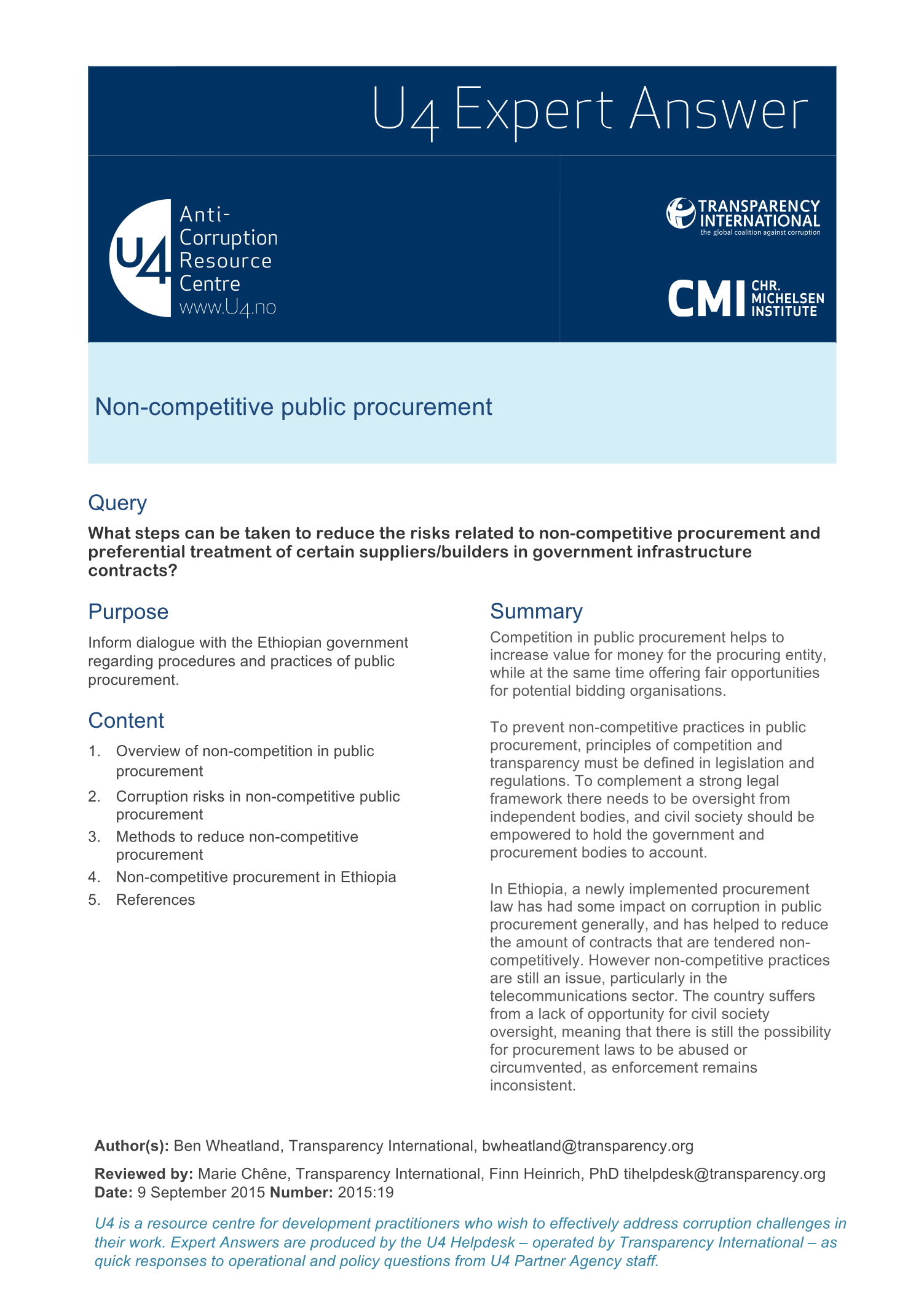 Non-competitive public procurement