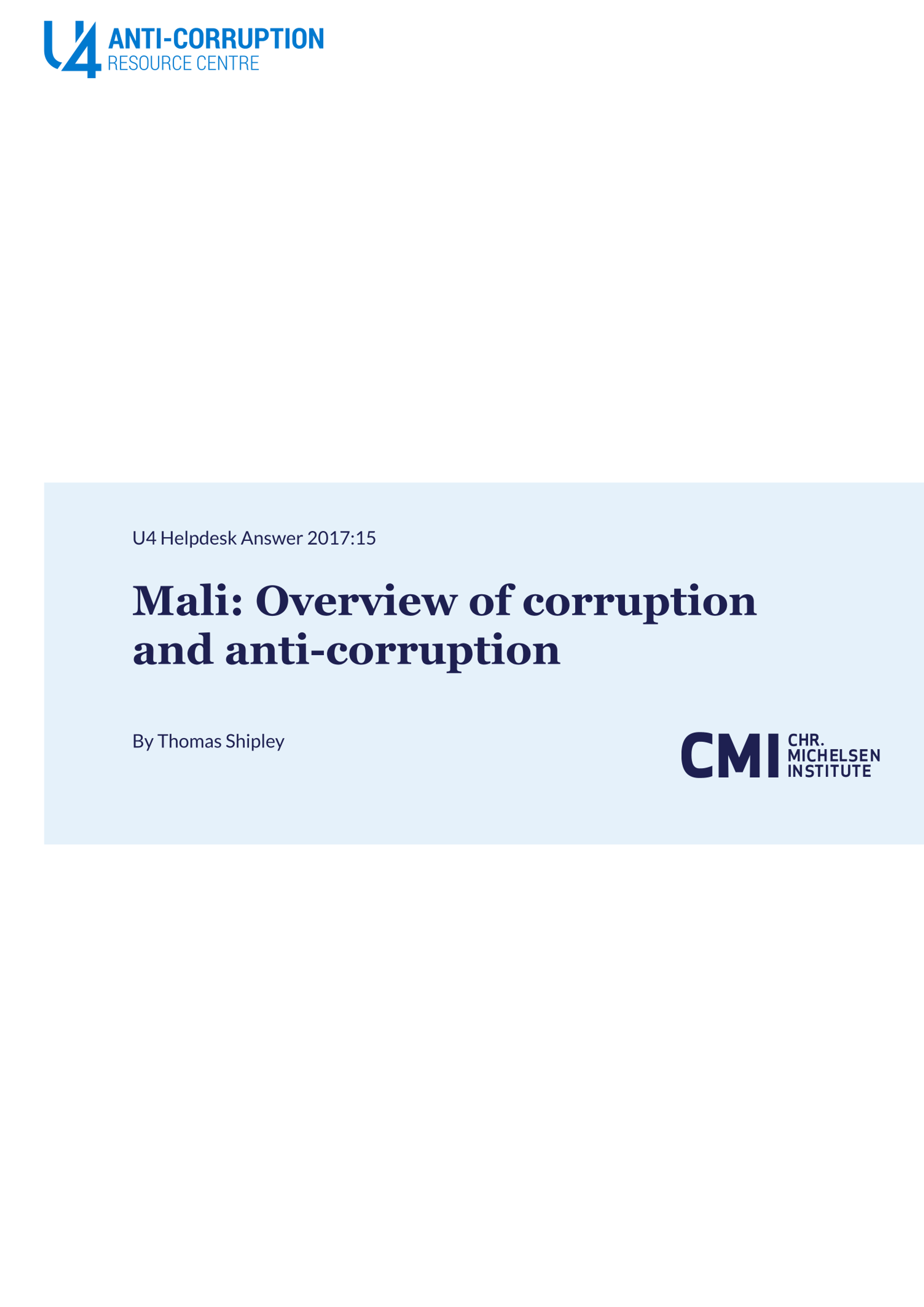 Mali: Overview of corruption and anti-corruption