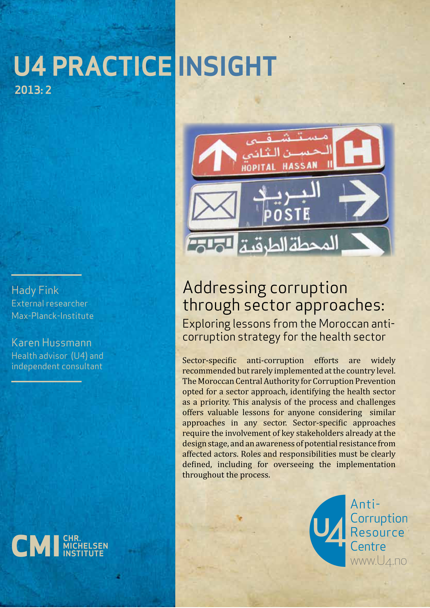 Addressing corruption through sector approaches: Exploring lessons from the Moroccan anti-corruption strategy for the health sector
