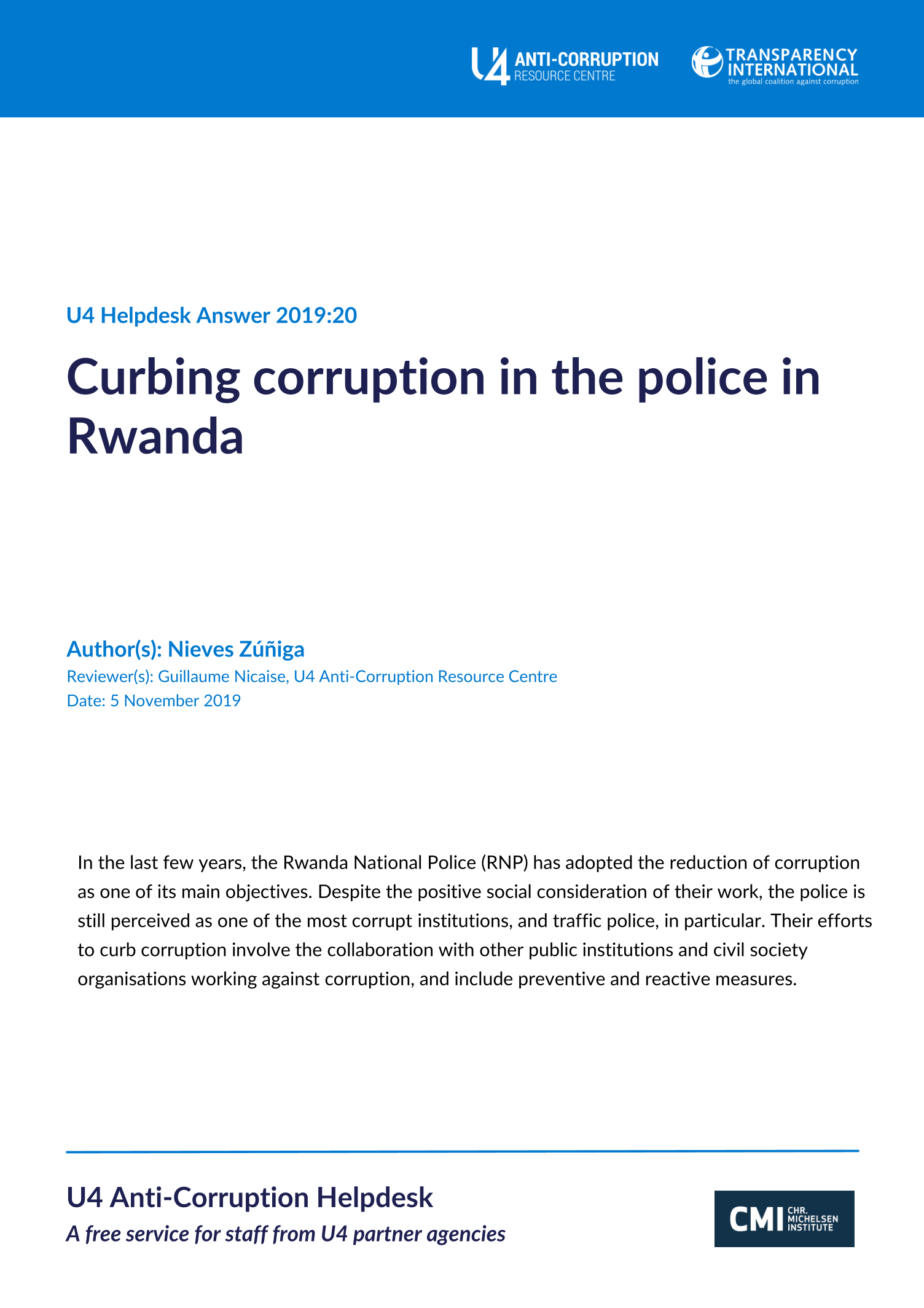 Curbing corruption in the police in Rwanda