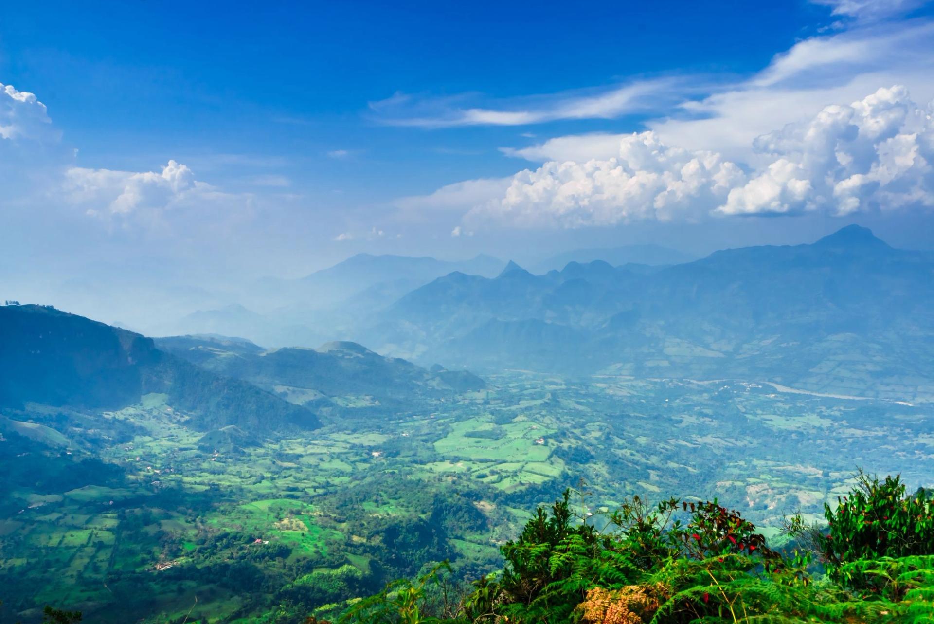 Landscape of mountains and valley in Colombia
