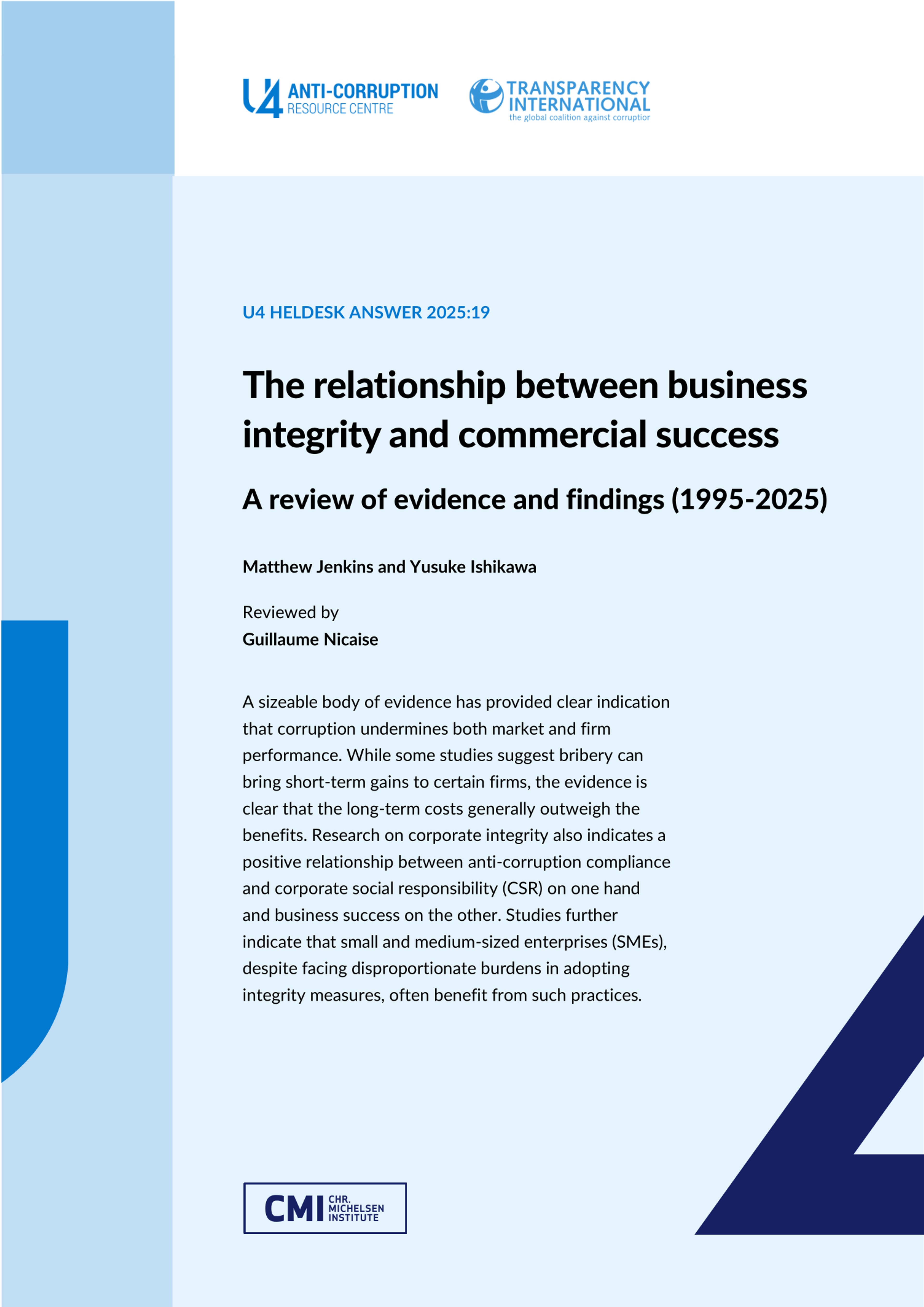 The relationship between business integrity and commercial success