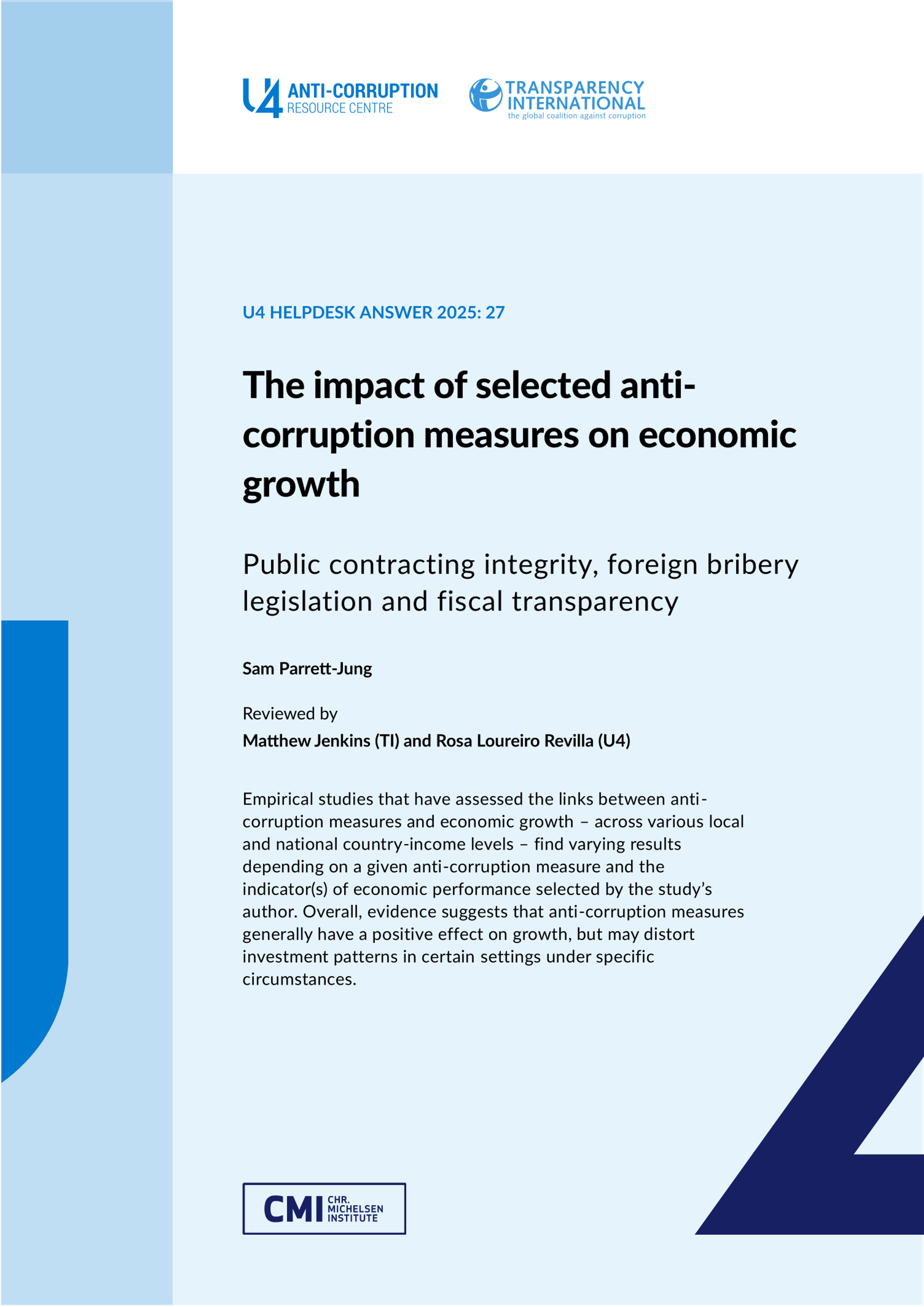 The impact of selected anti-corruption measures on economic growth