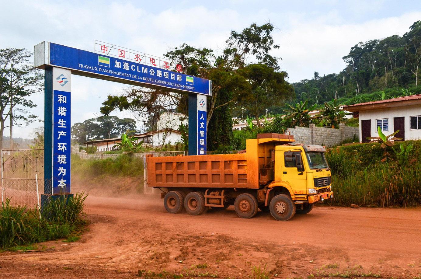 Construction truck in a Chinese-funded project in Gabon