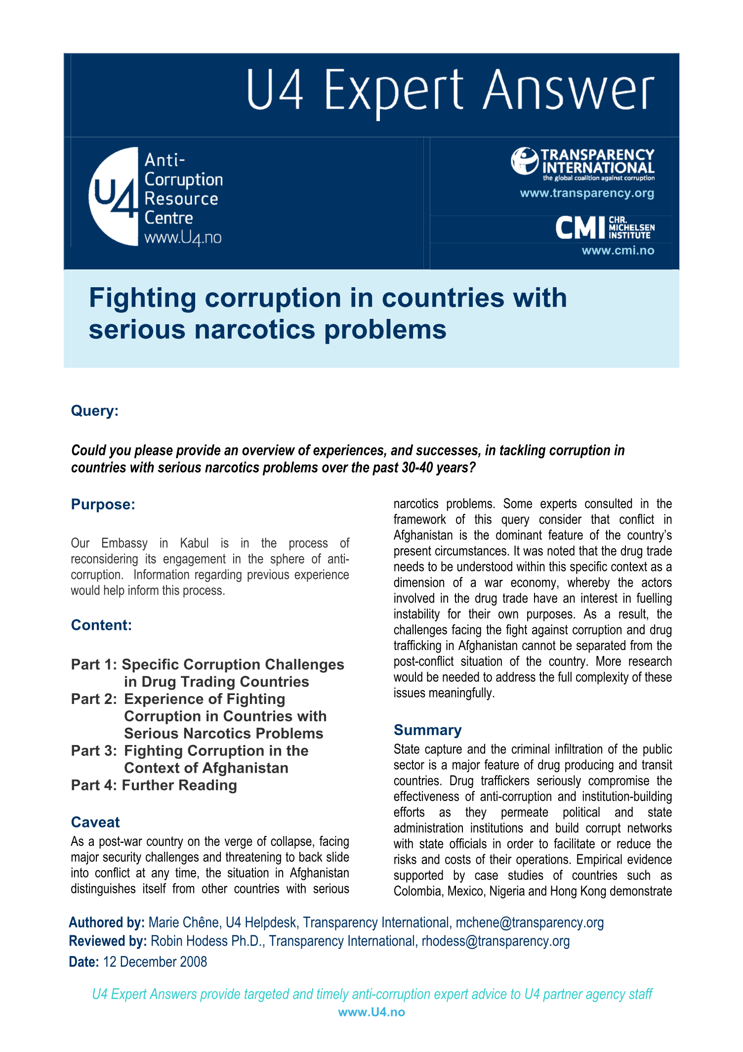Fighting corruption in countries with serious narcotics problems
