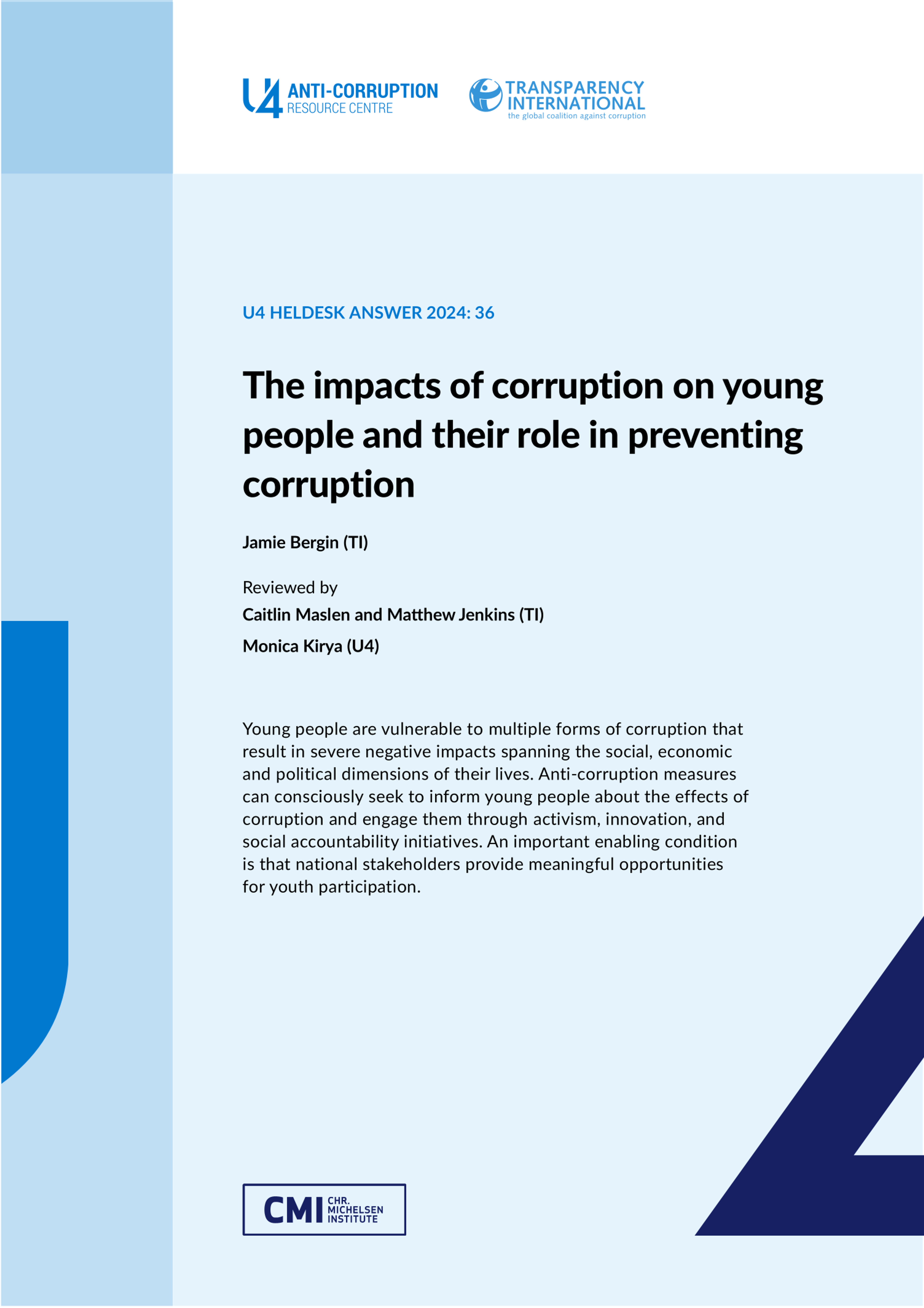 The impacts of corruption on young people and their role in preventing corruption