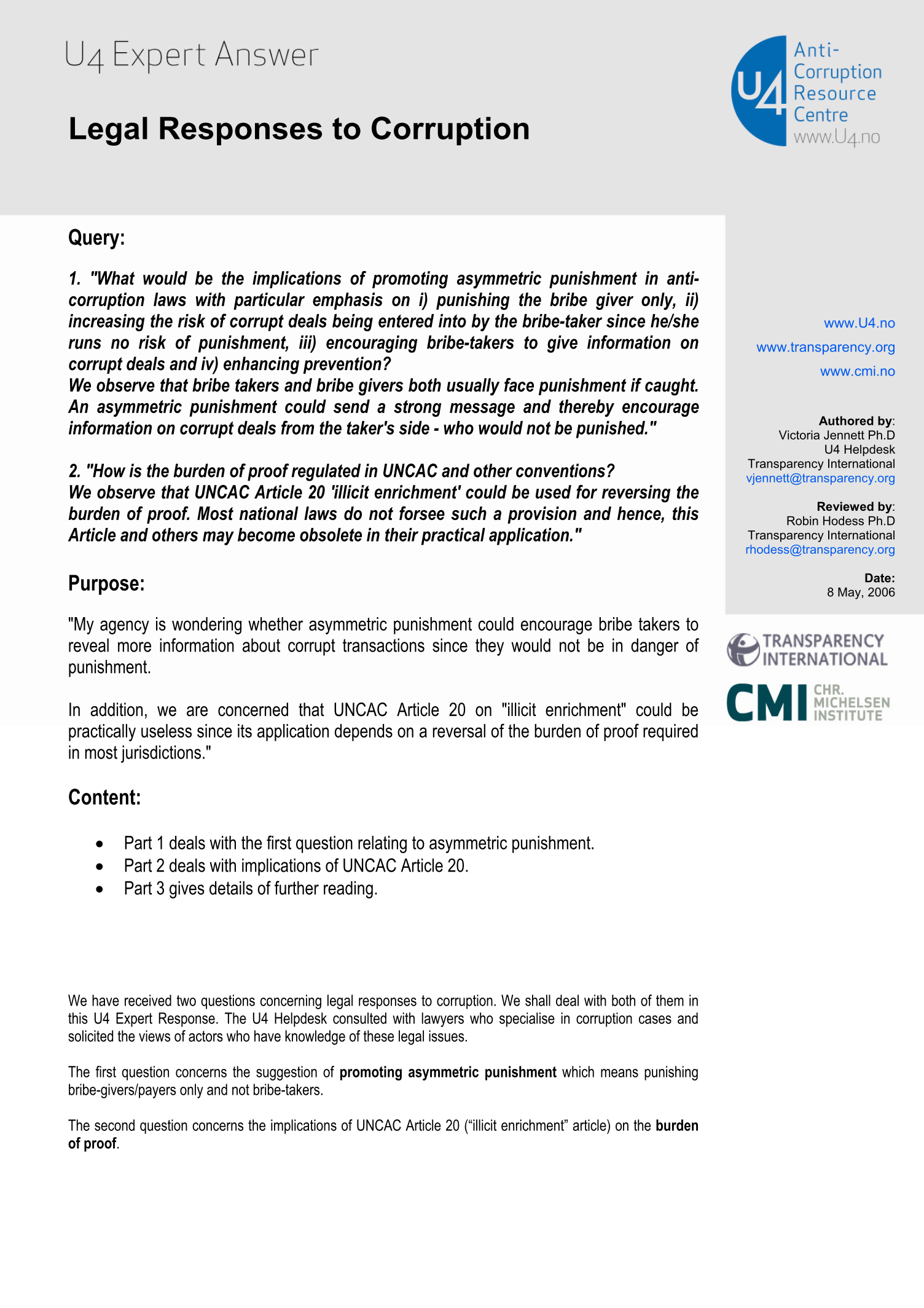 Legal responses to corruption