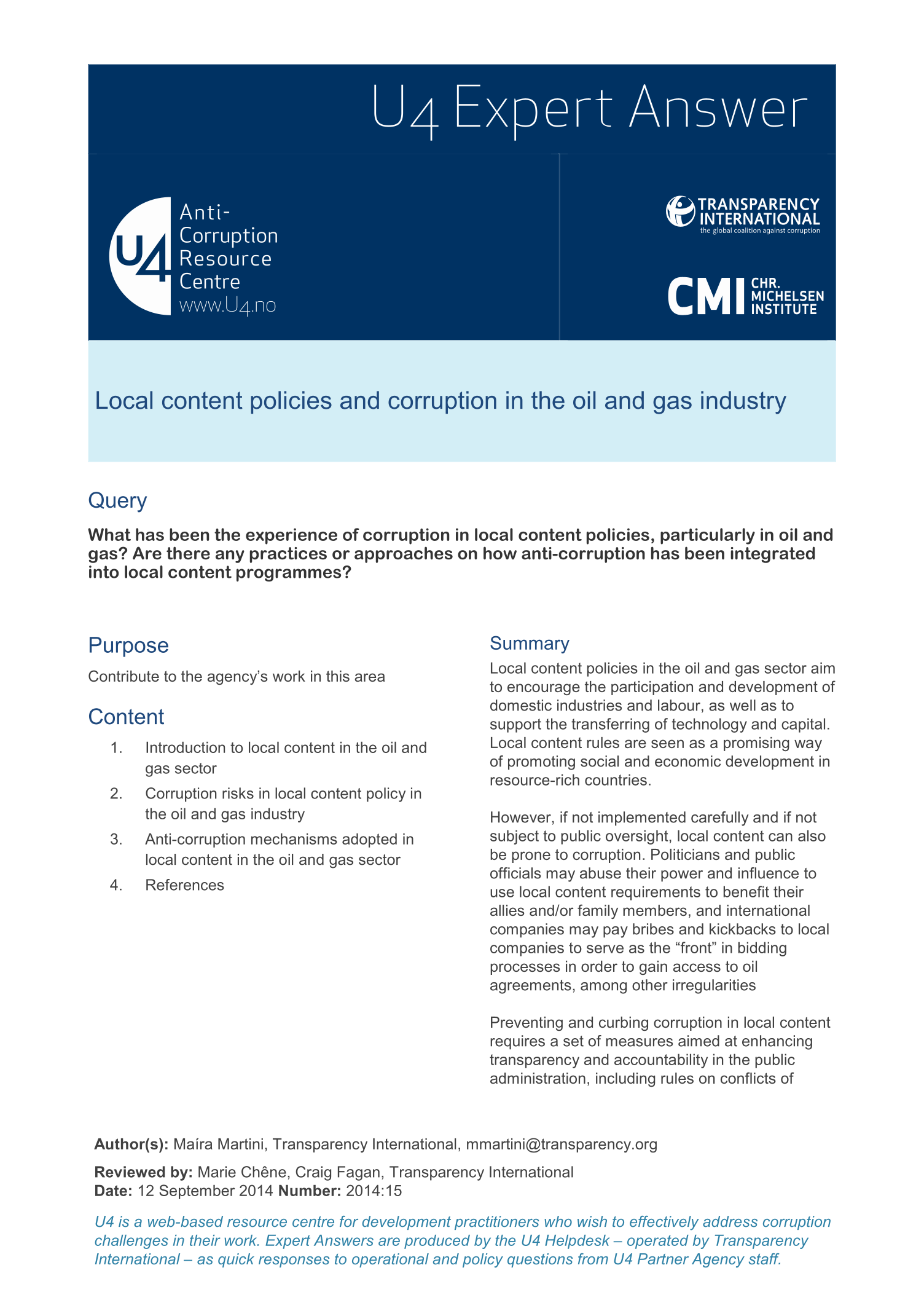 Local content policies and corruption in the oil and gas industry
