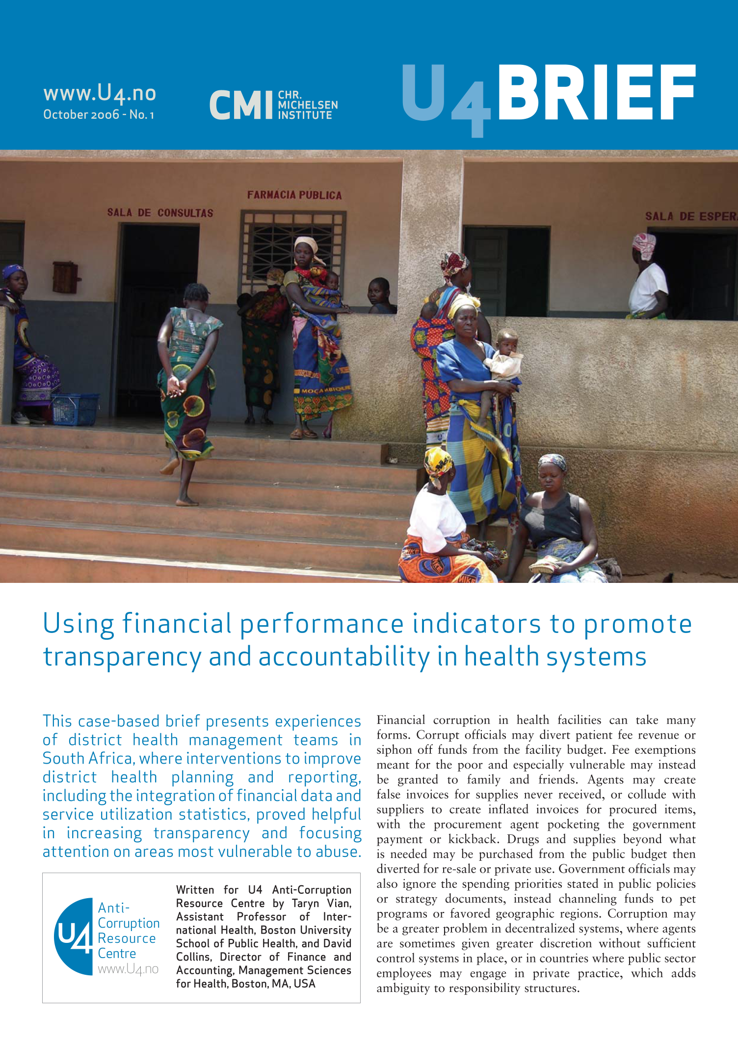 Using financial performance indicators to promote transparency and accountability in health systems