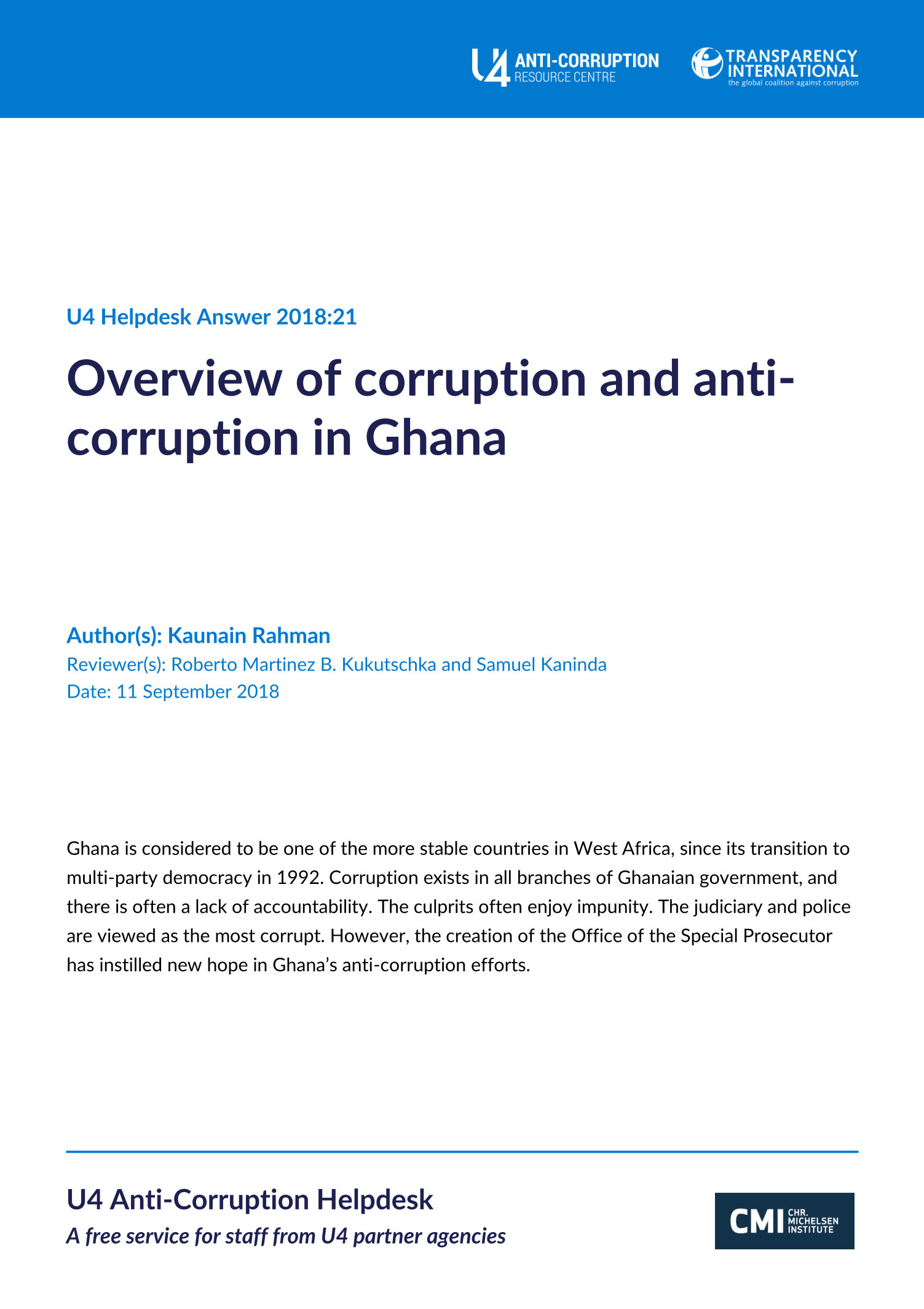 Overview Of Corruption And Anti-corruption In Ghana