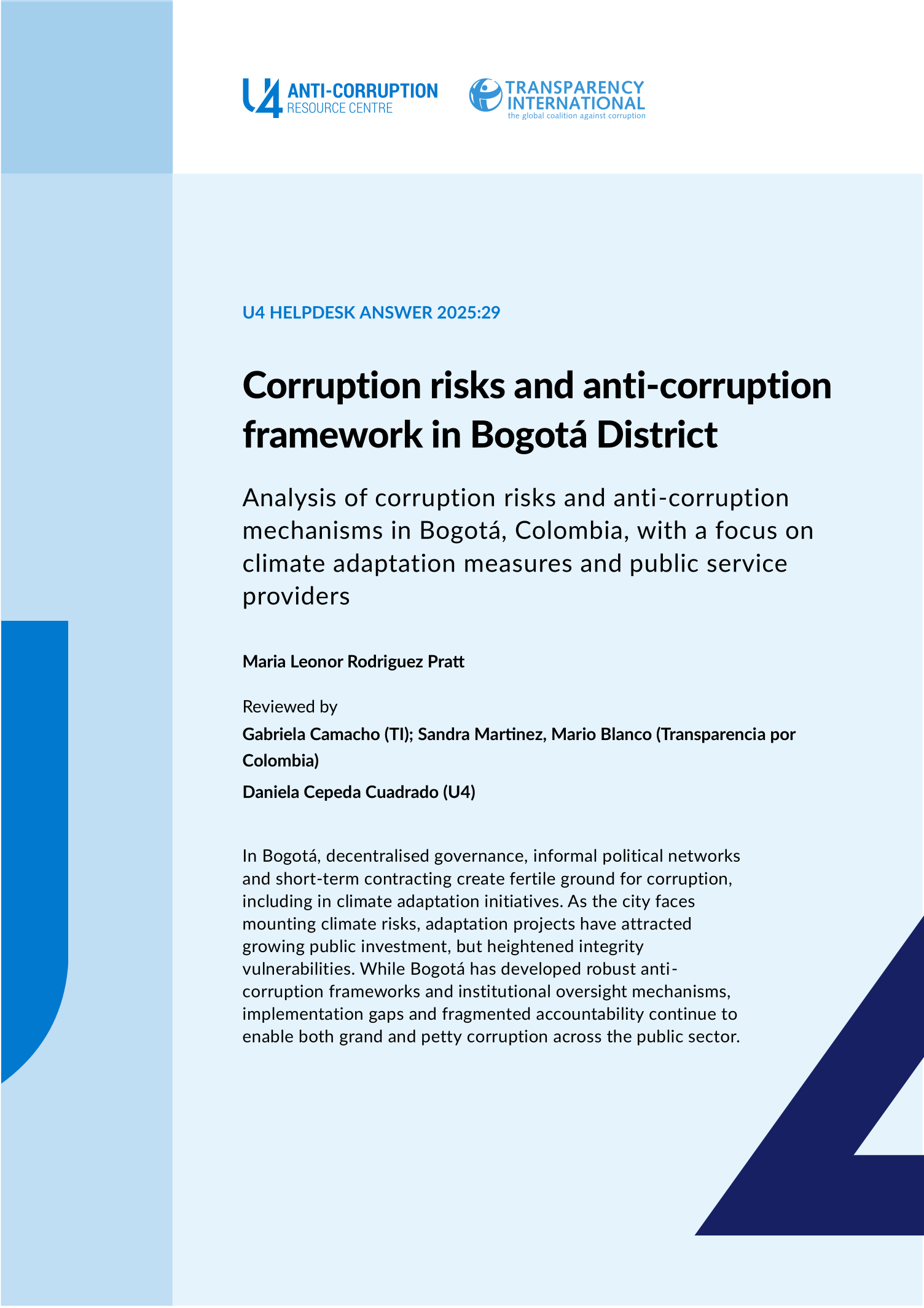 Corruption risks and anti-corruption framework in Bogotá District