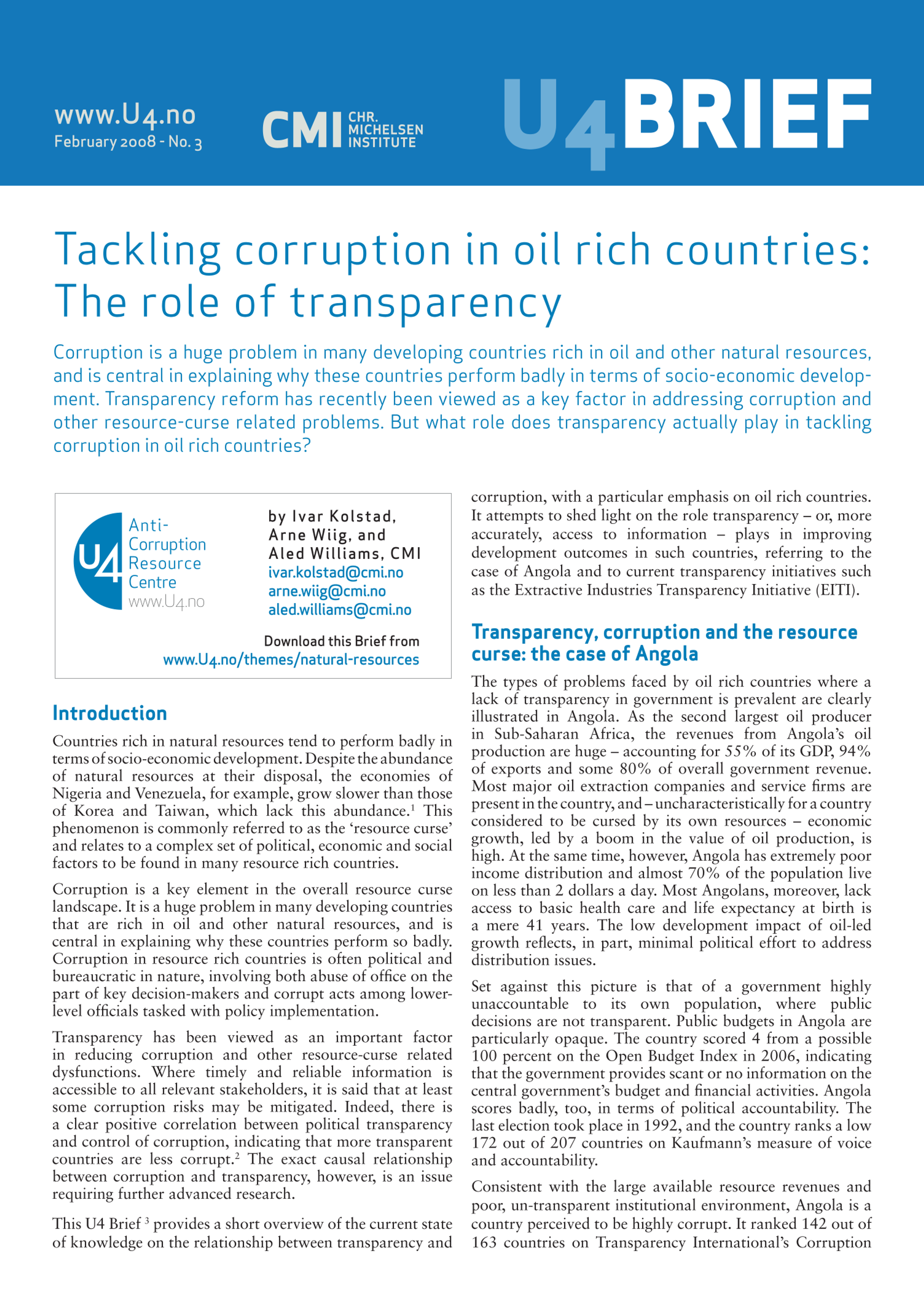 Tackling corruption in oil rich countries: The role of transparency