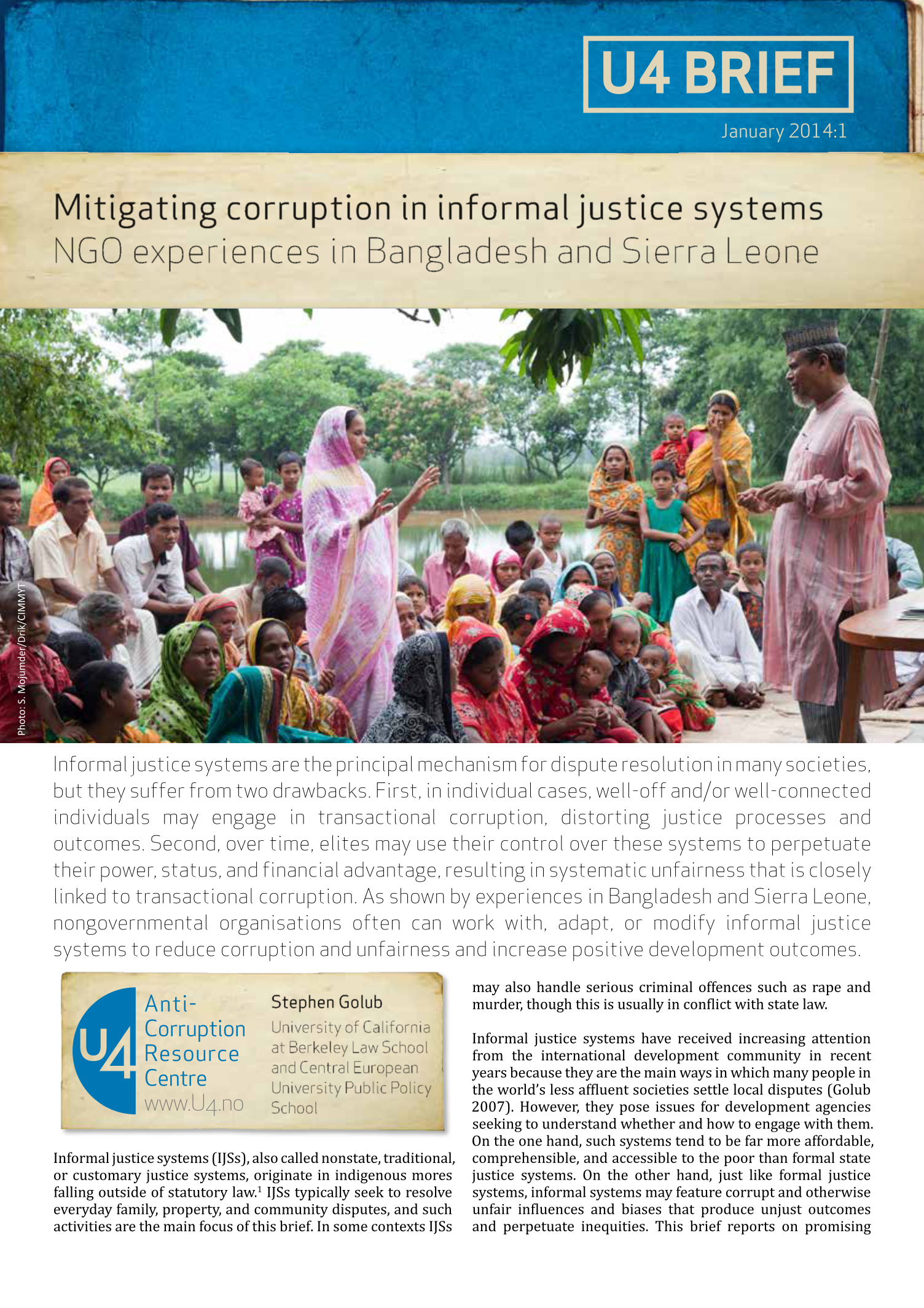 Mitigating corruption in informal justice systems: NGO experiences in Bangladesh and Sierra Leone