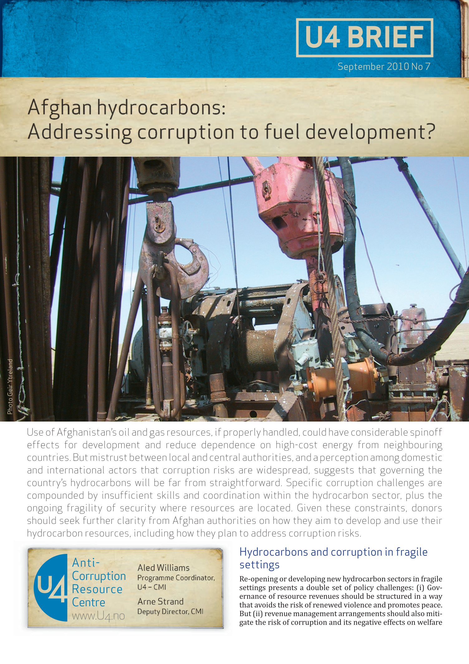 Afghan hydrocarbons: Addressing corruption to fuel development?