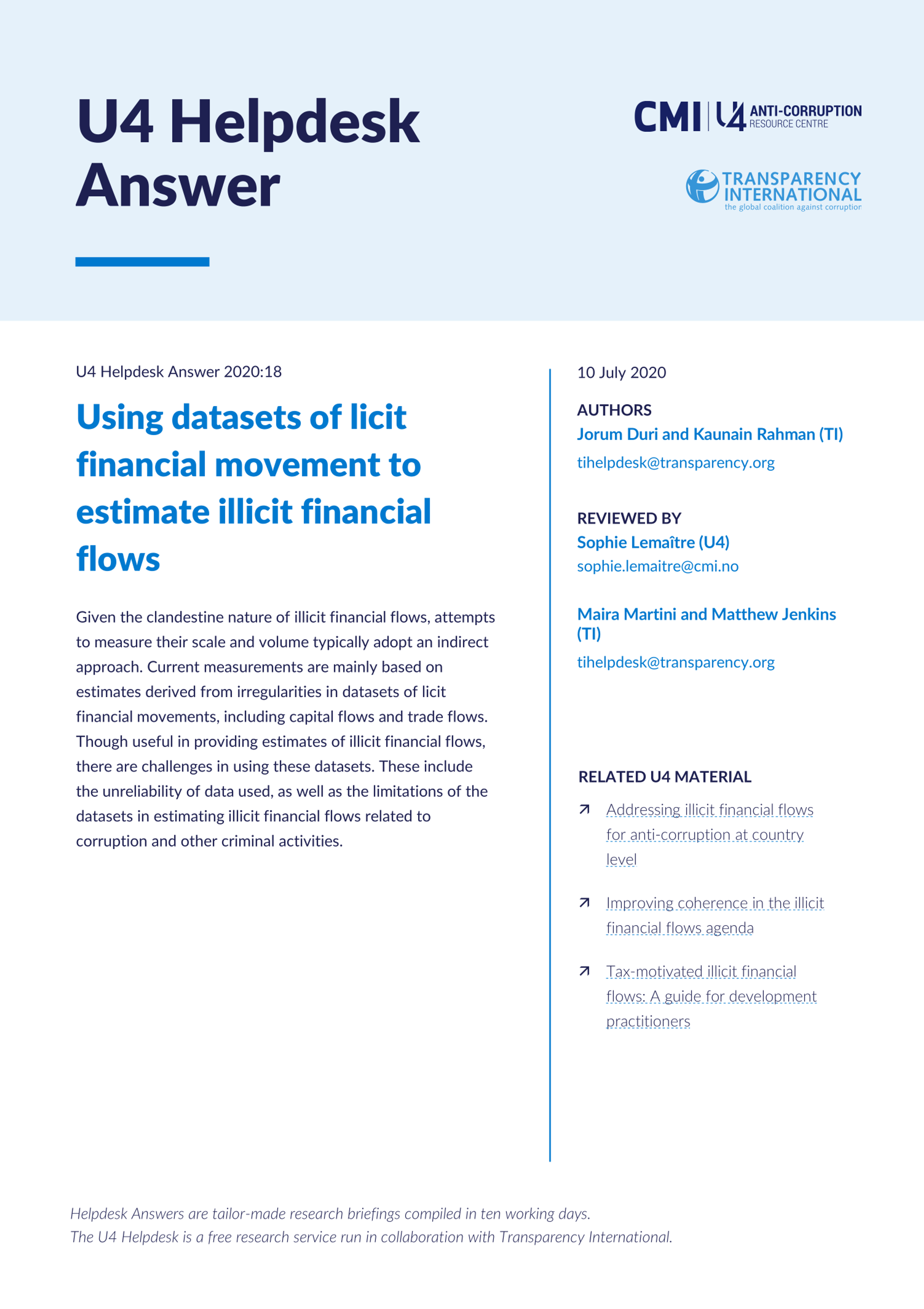 Using datasets of licit financial movement to estimate illicit financial flows